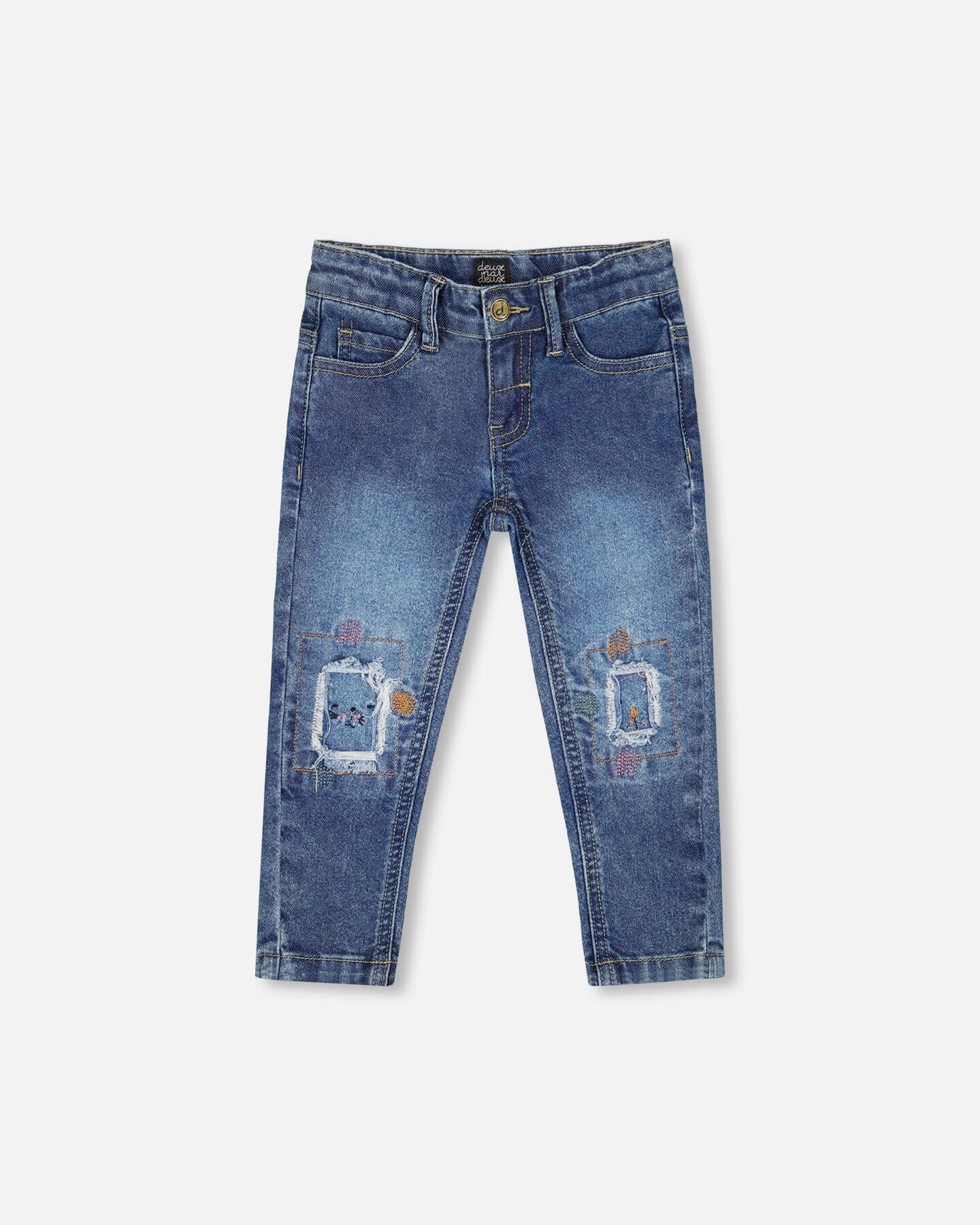 Jeans Blue Denim With Embroideries - Deux par Deux