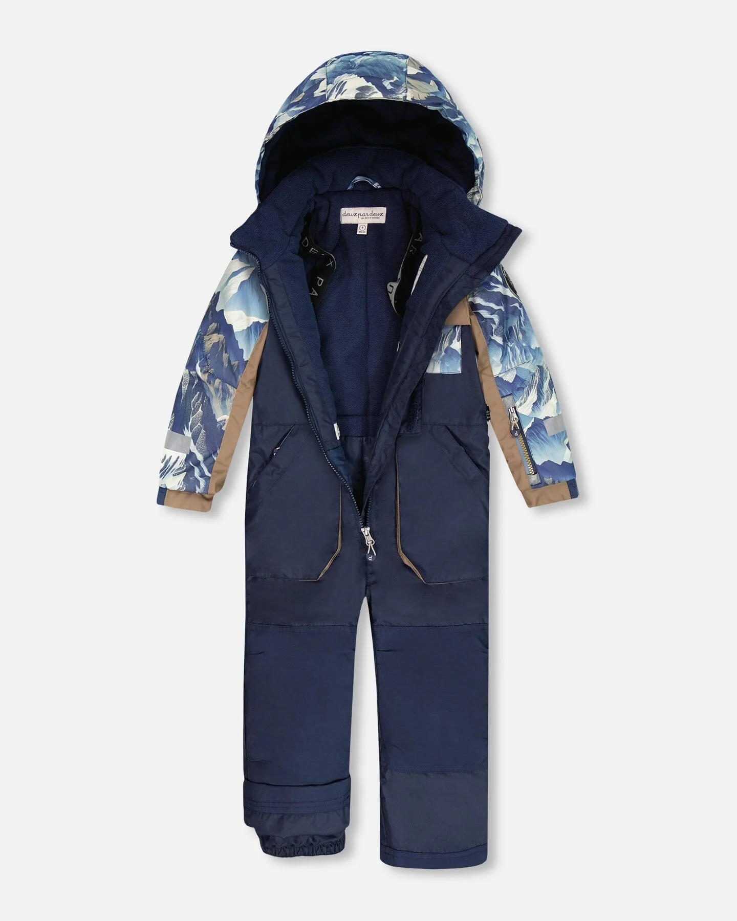 One-Piece Play Snowsuit With Mountains Print Navy Blue - Deux par Deux