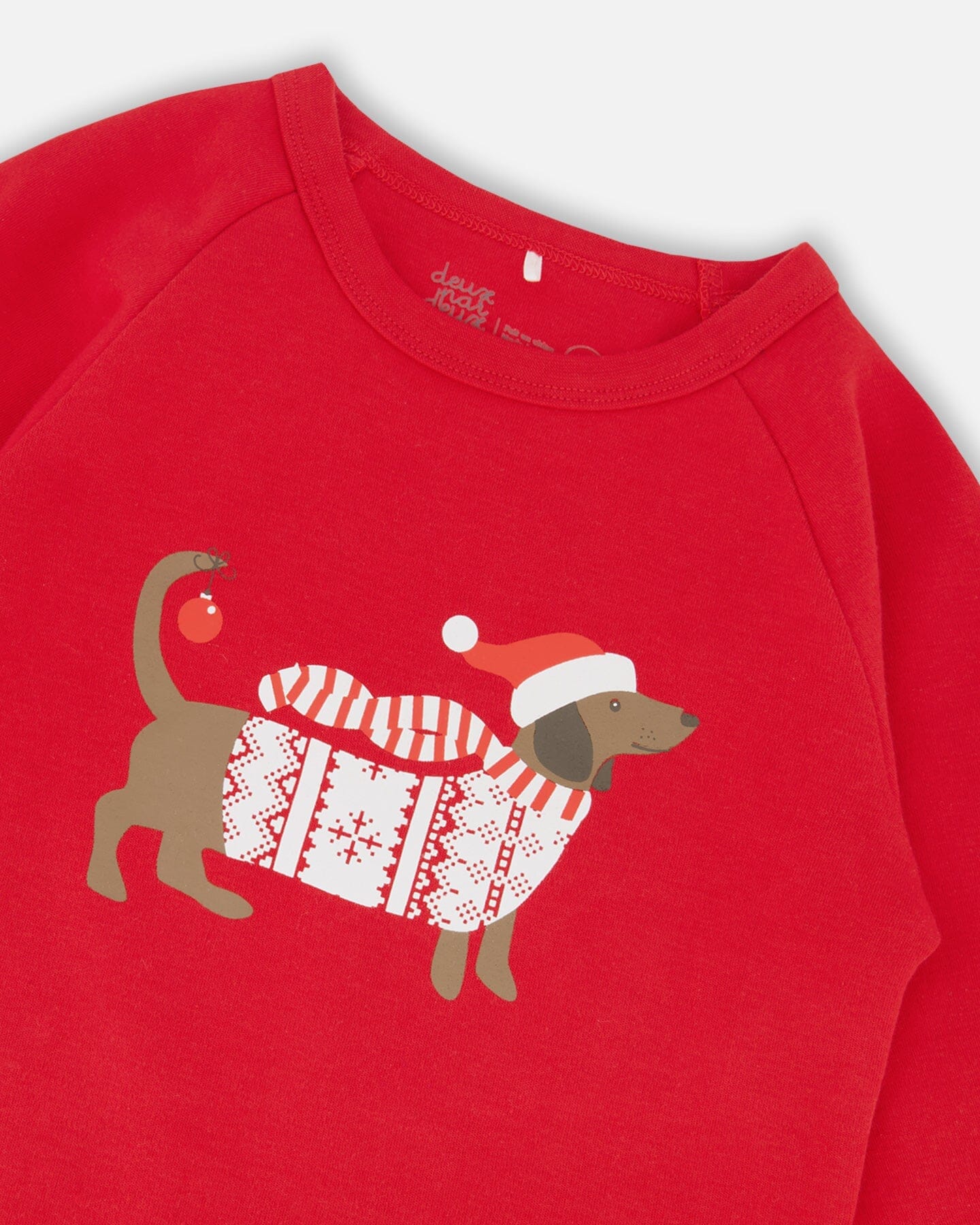 Organic Cotton Two-Piece Pajamas Red And White Fairisle - Deux par Deux