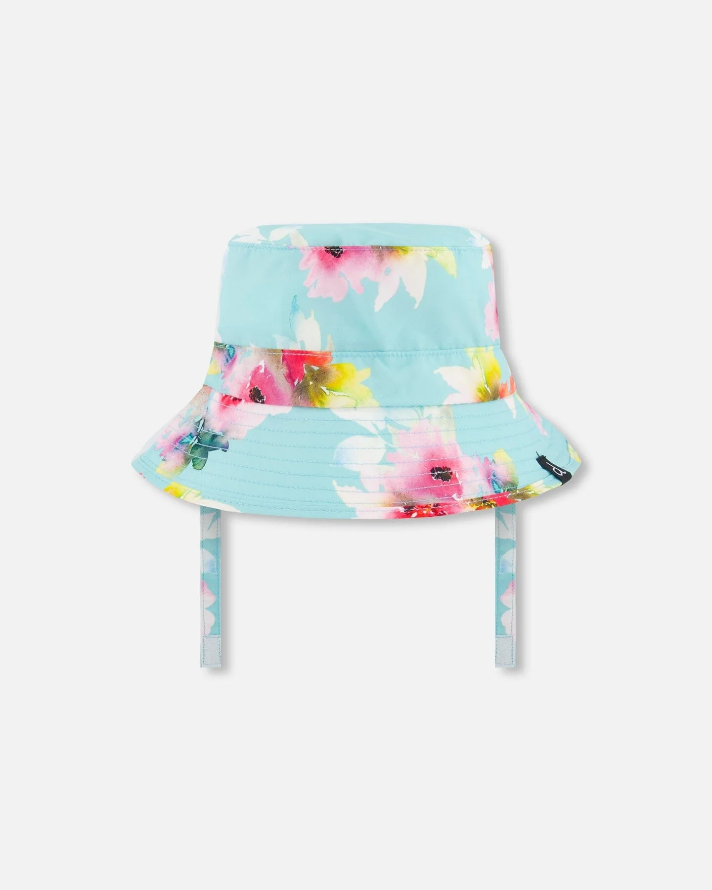 Printed Beach Sun Hat Turquoise And Pink Flowers - Deux par Deux