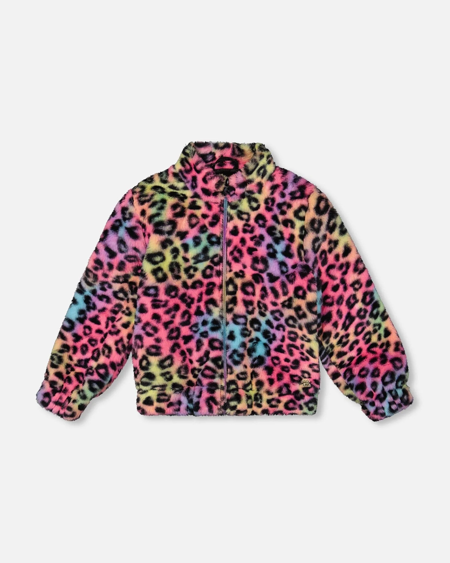 Faux Fur Zipped Jacket Multicolor Leopard - Deux par Deux