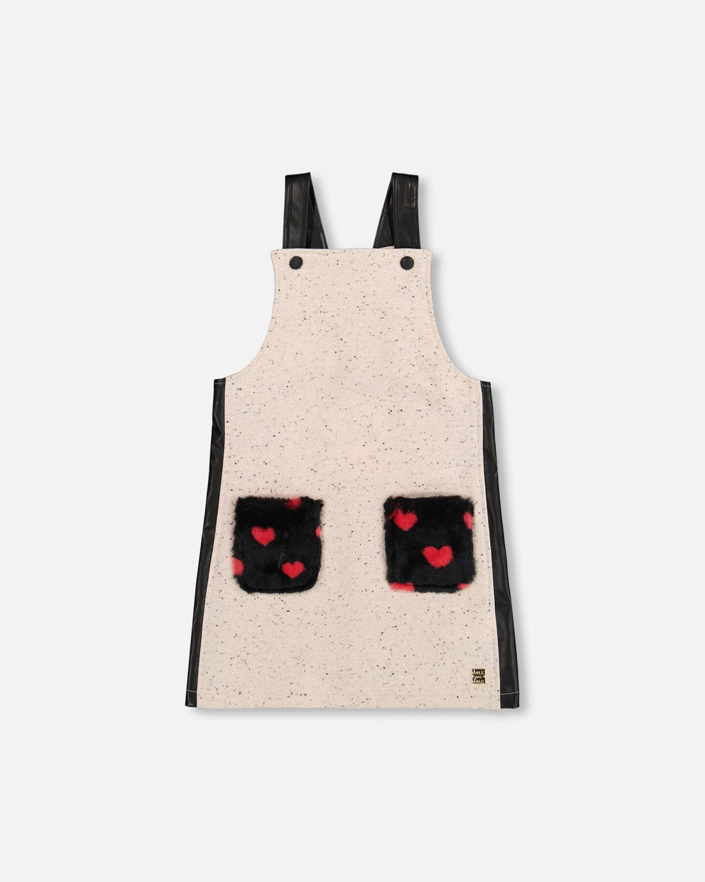 Glittering French Terry Overall Dress Beige And Black - Deux par Deux