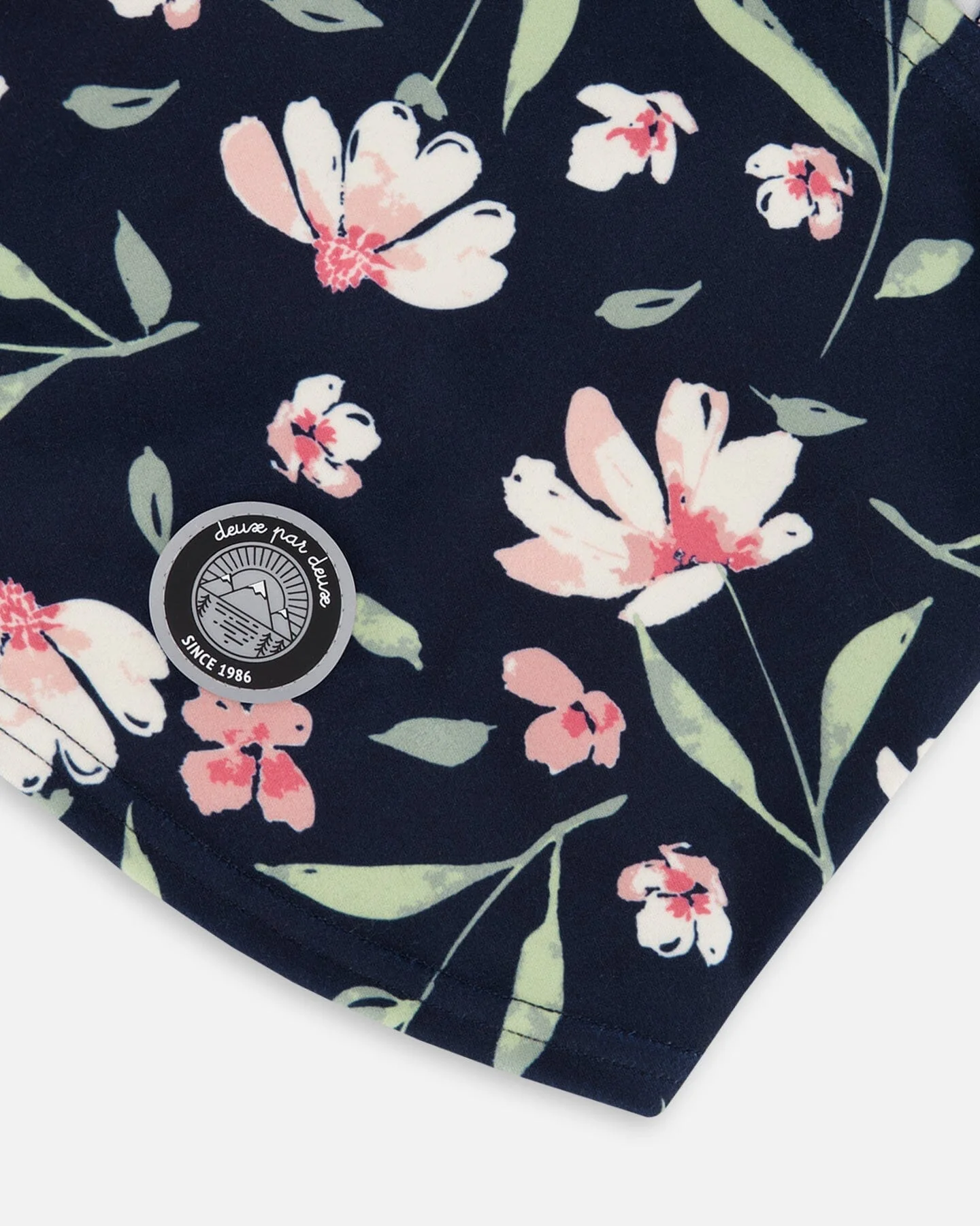 Brushed Jersey Balaclava Navy Flower Print - Deux par Deux