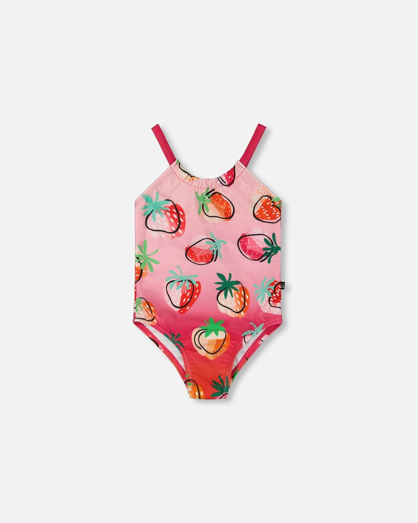 Printed One-Piece Swimsuit Pink Gradient Strawberry - Deux par Deux