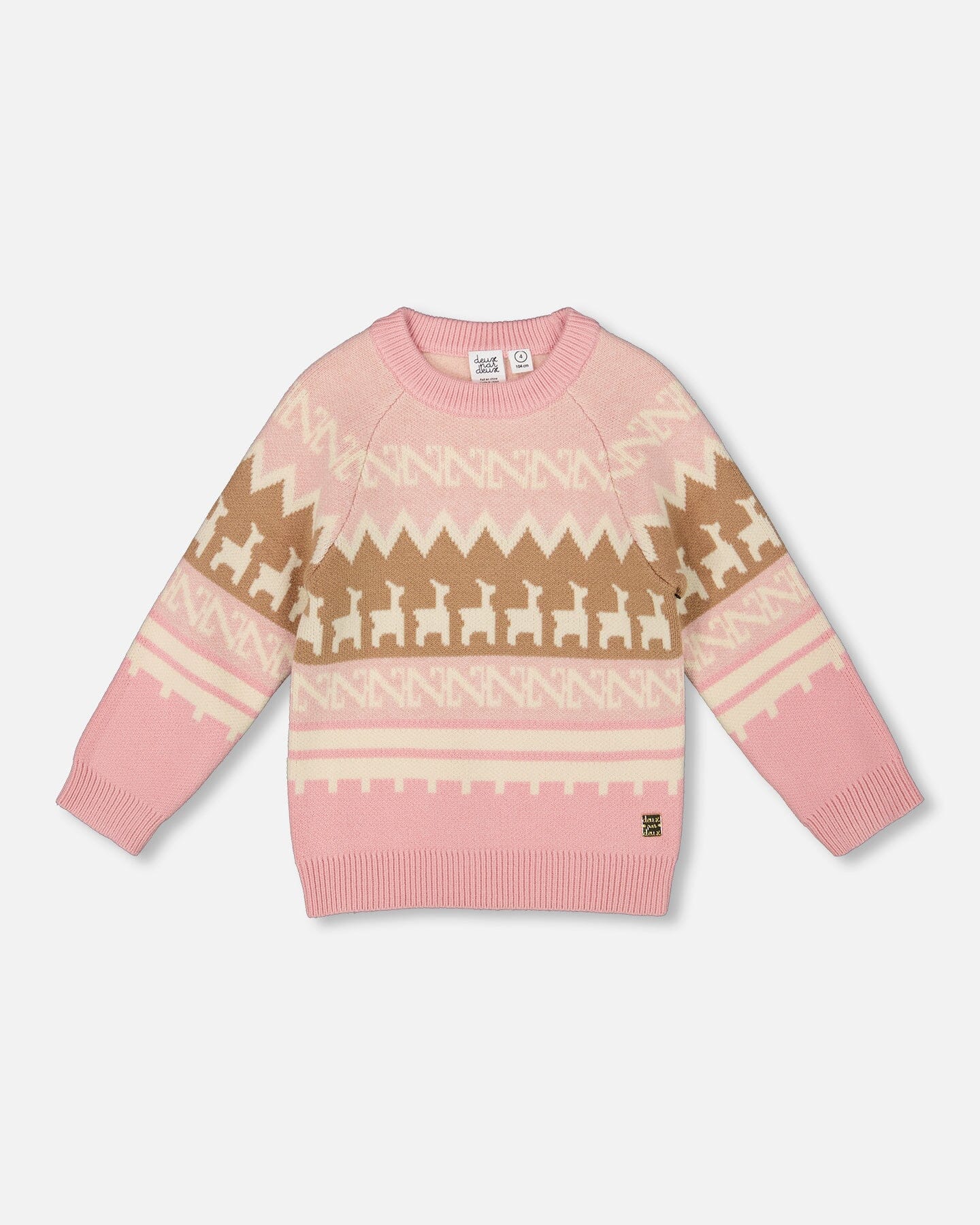 Llama Jacquard Sweater Dusty Pink - Deux par Deux