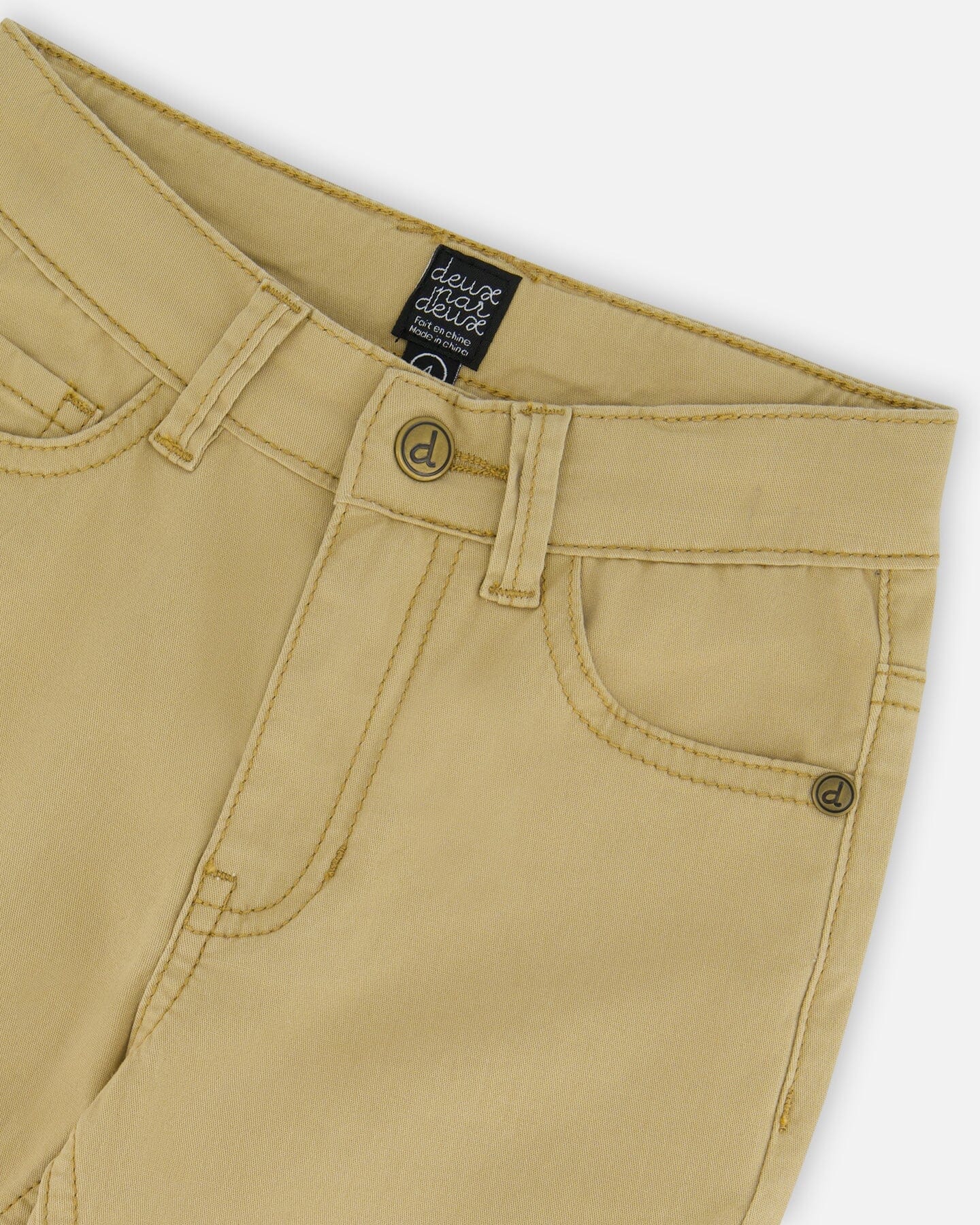 Stretch Twill Pants Light Golden Beige - Deux par Deux