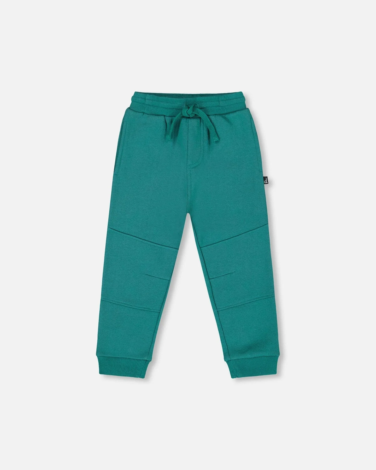 Fleece Sweatpants With Articulated Knees Forest Green - Deux par Deux