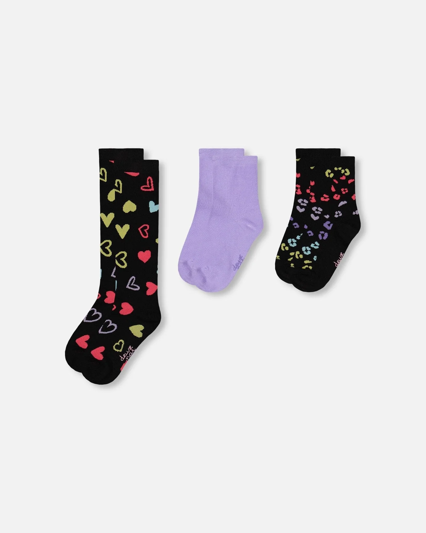 3-Pack Knit Socks Black And Multicolor - Deux par Deux