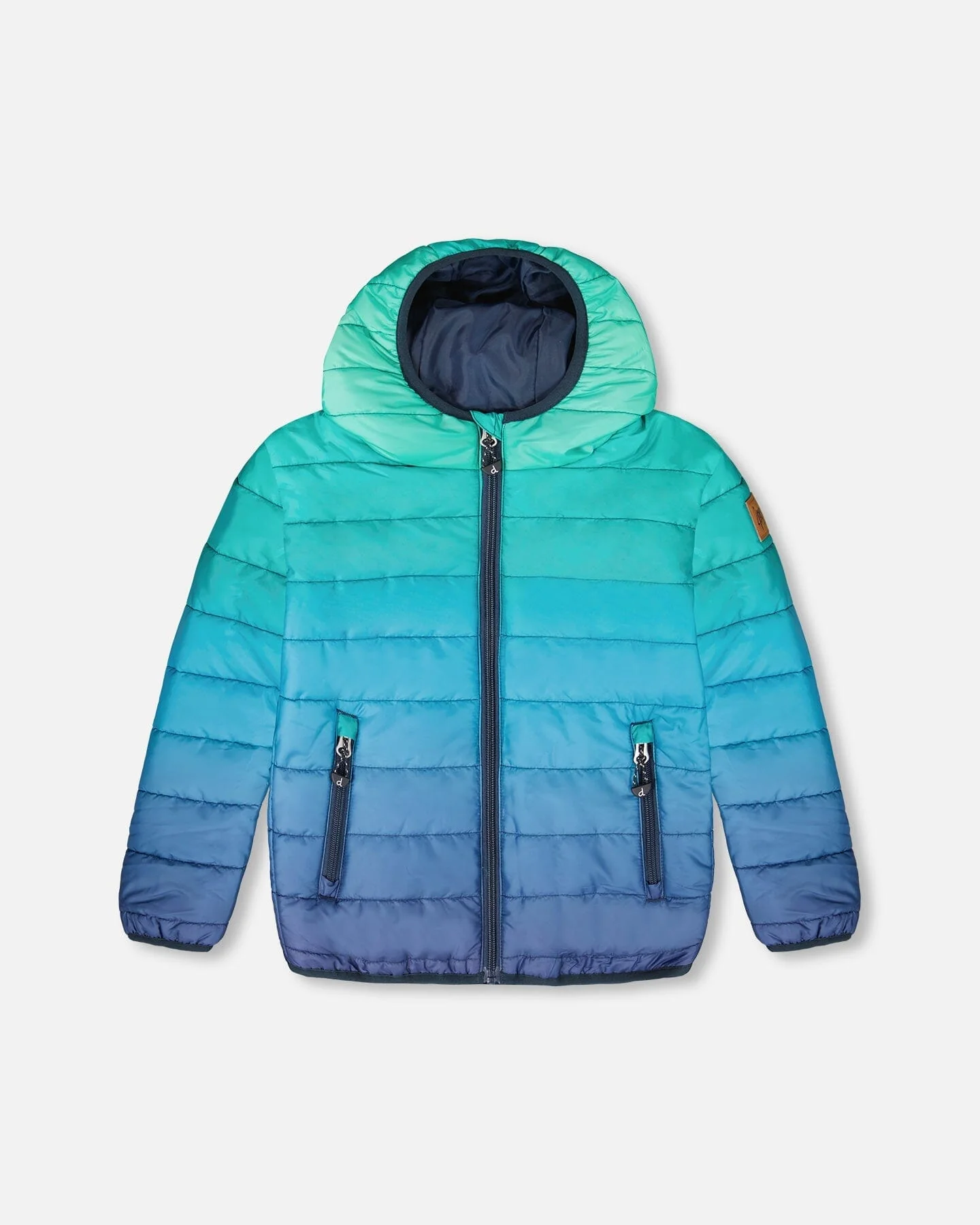 Quilted Mid-Season Jacket Green And Blue Gradient - Deux par Deux