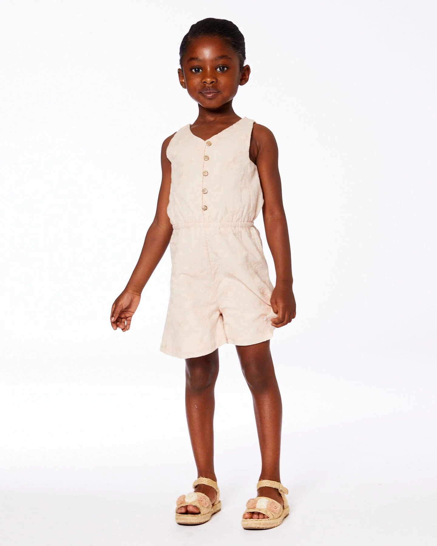 Sleeveless Eyelet Romper Beige - Deux par Deux