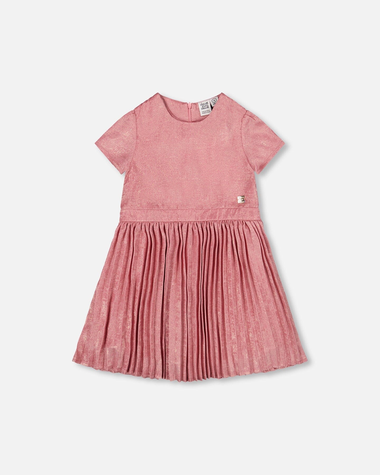 Short Sleeve Dress With Pleated Skirt Dusty Pink - Deux par Deux