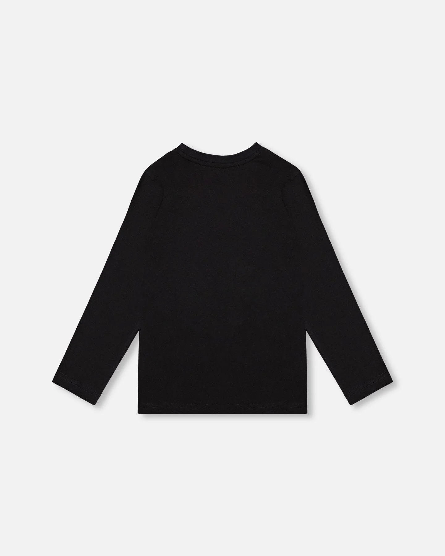 Organic Cotton T-Shirt Black With Boucle Deer Applique - Deux par Deux