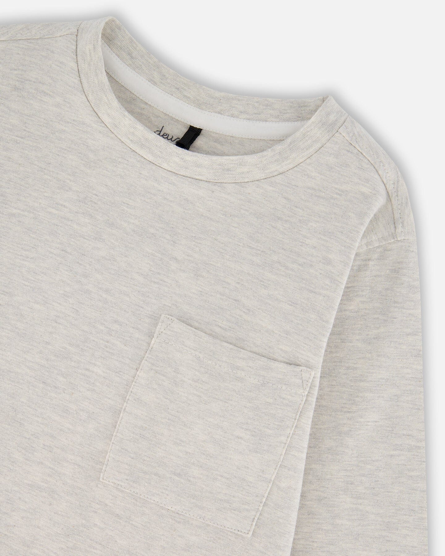 Organic Cotton Jersey Pocket T-Shirt Heather Beige Gray - Deux par Deux