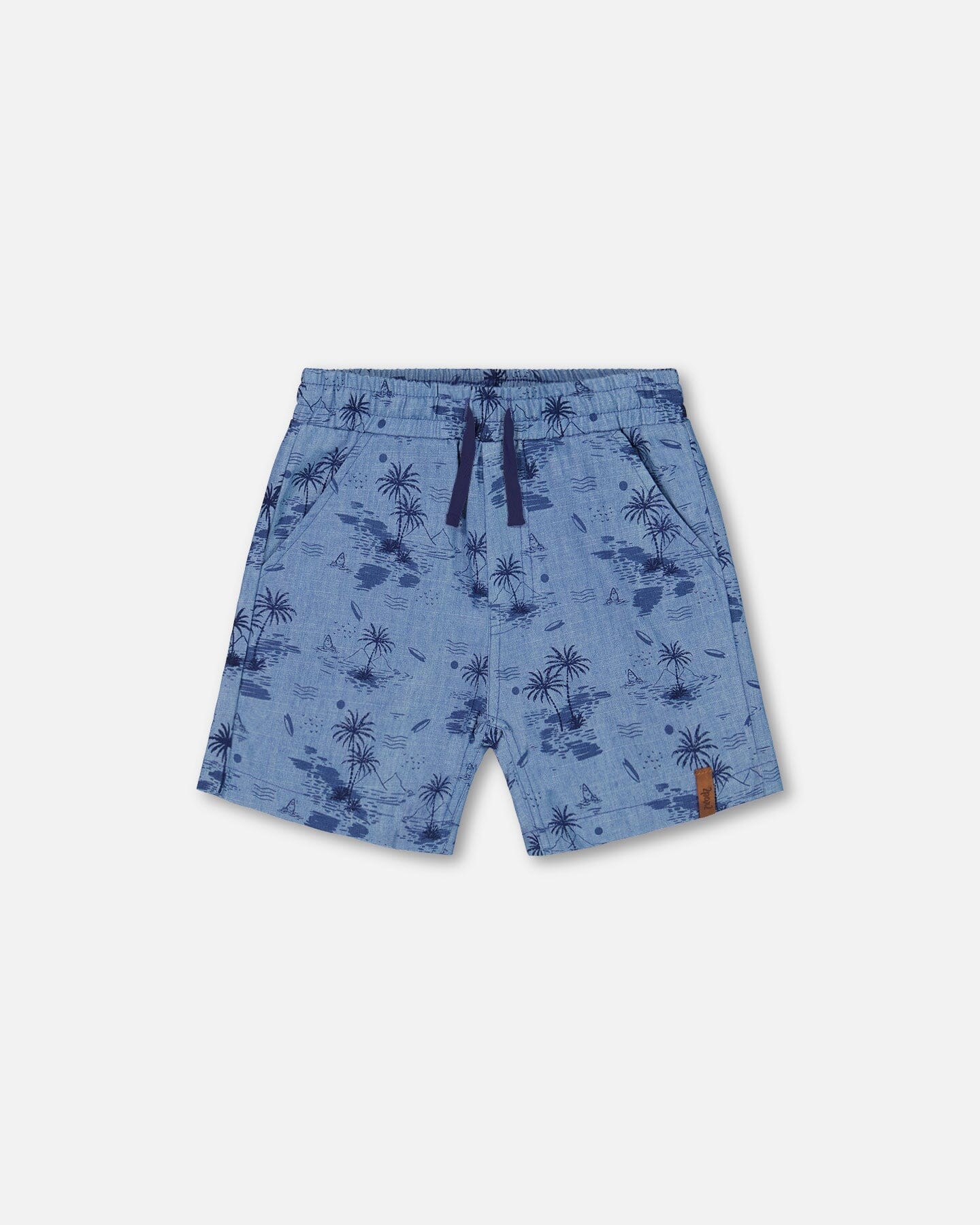 Printed Chambray Short Pale Blue And Navy - Deux par Deux