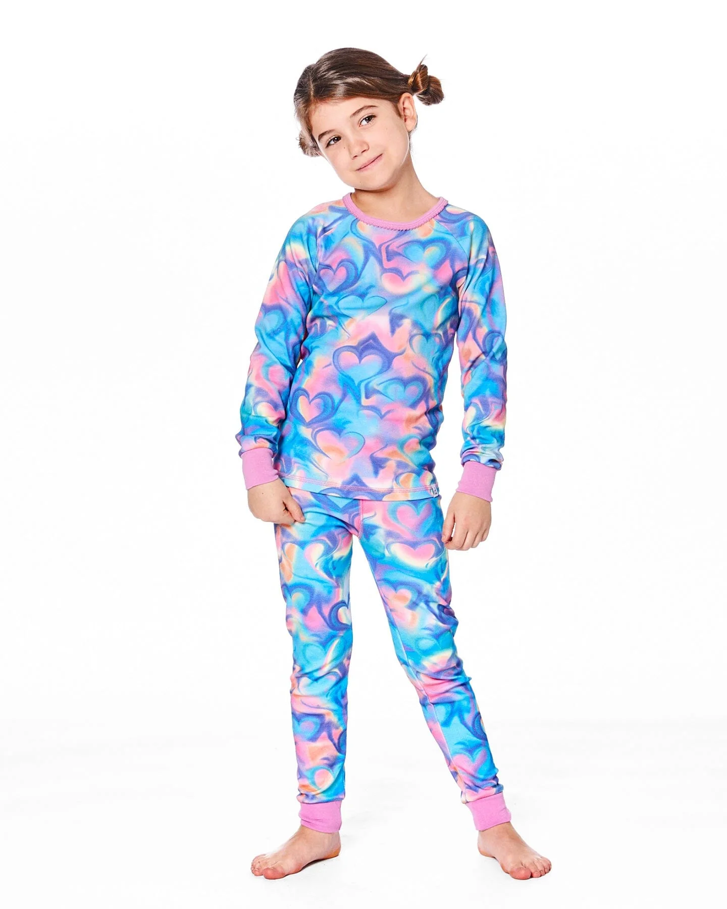 Organic Cotton Two-Piece Pajamas Rainbow Heart Print - Deux par Deux