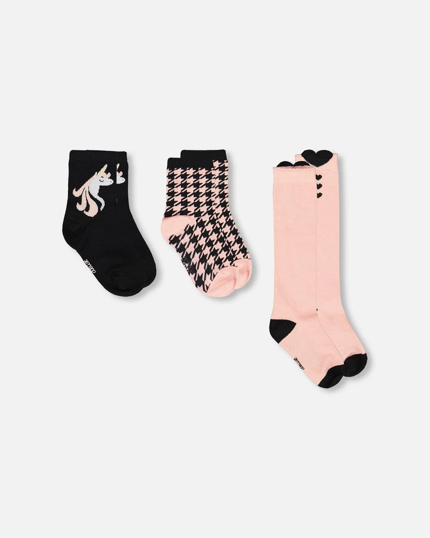 3-Pack Knit Socks Black And Pink - Deux par Deux