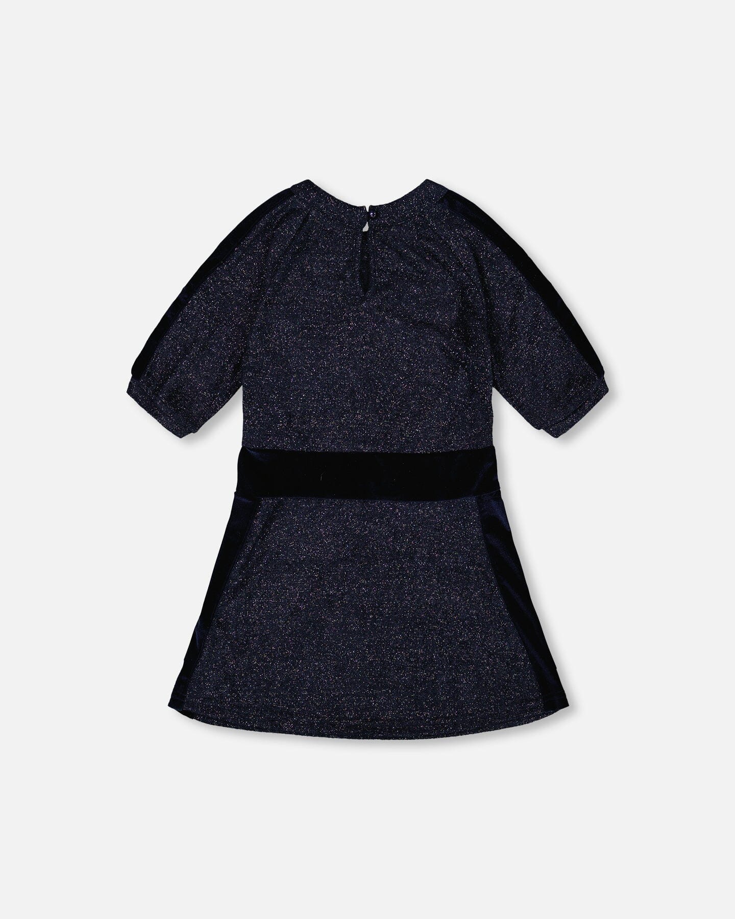 3/4 Sleeve Lurex Dress Navy Blue - Deux par Deux