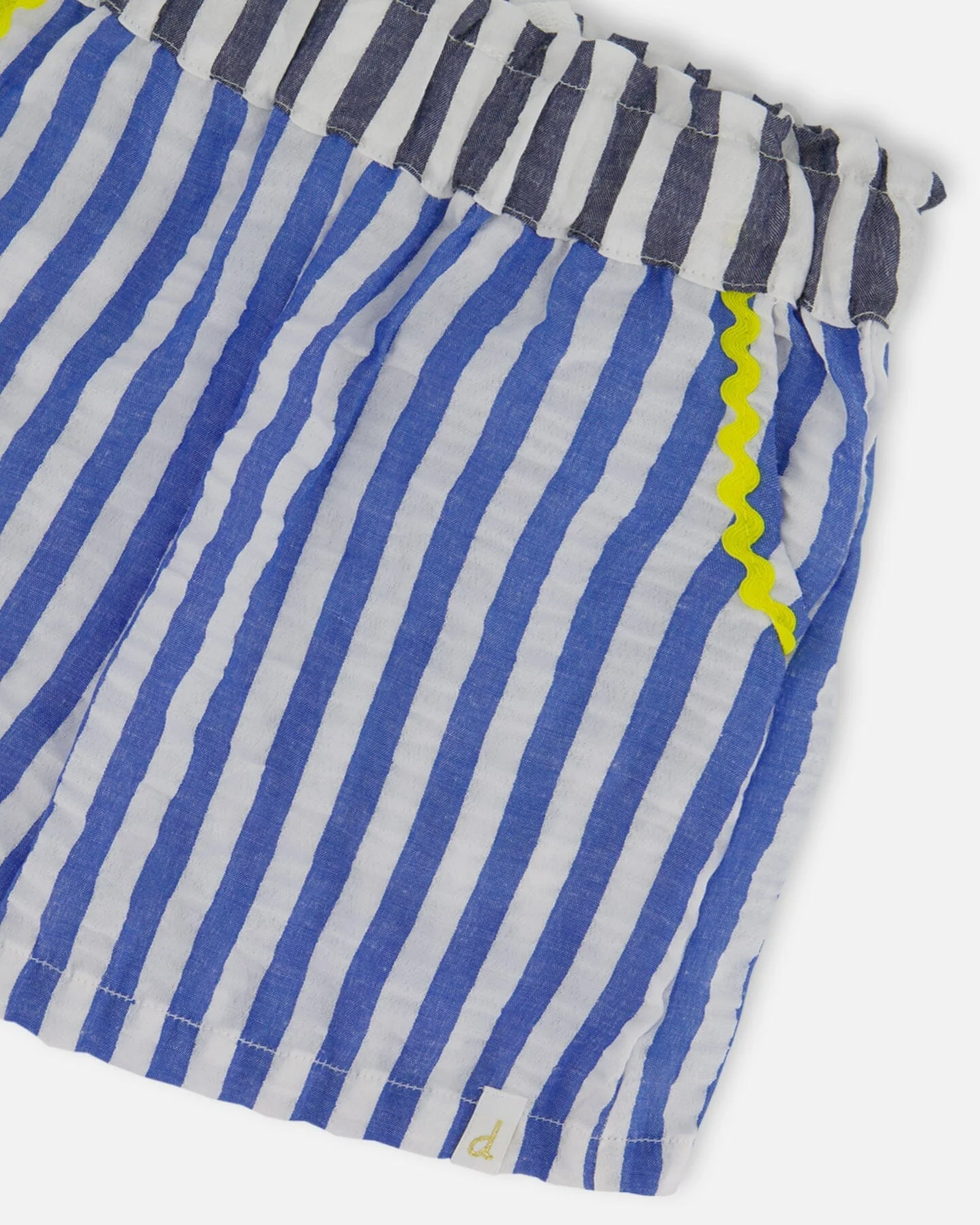 Seersucker Short Blue And White Striped - Deux par Deux