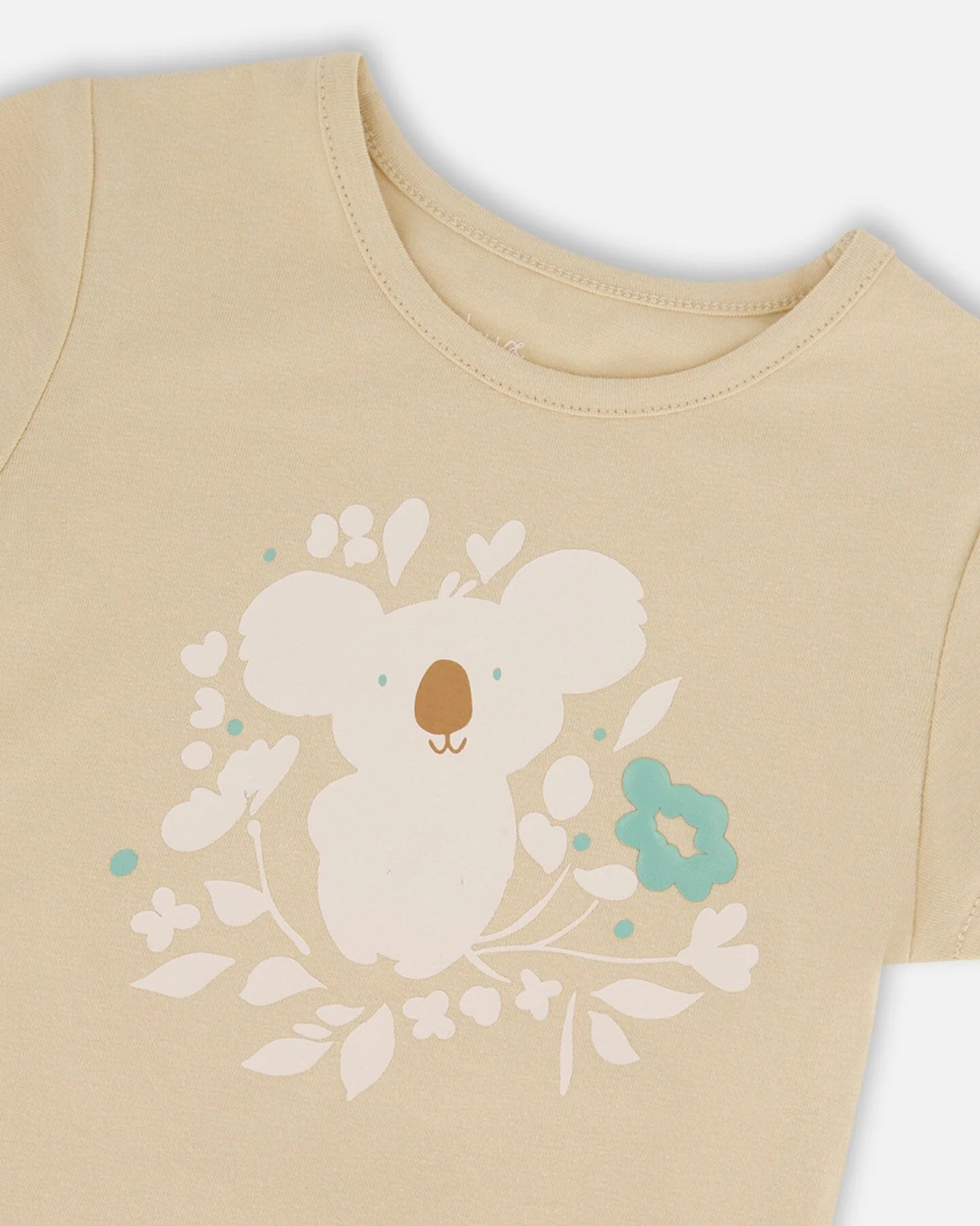 Organic Cotton Tee Beige And Cream Koala - Deux par Deux