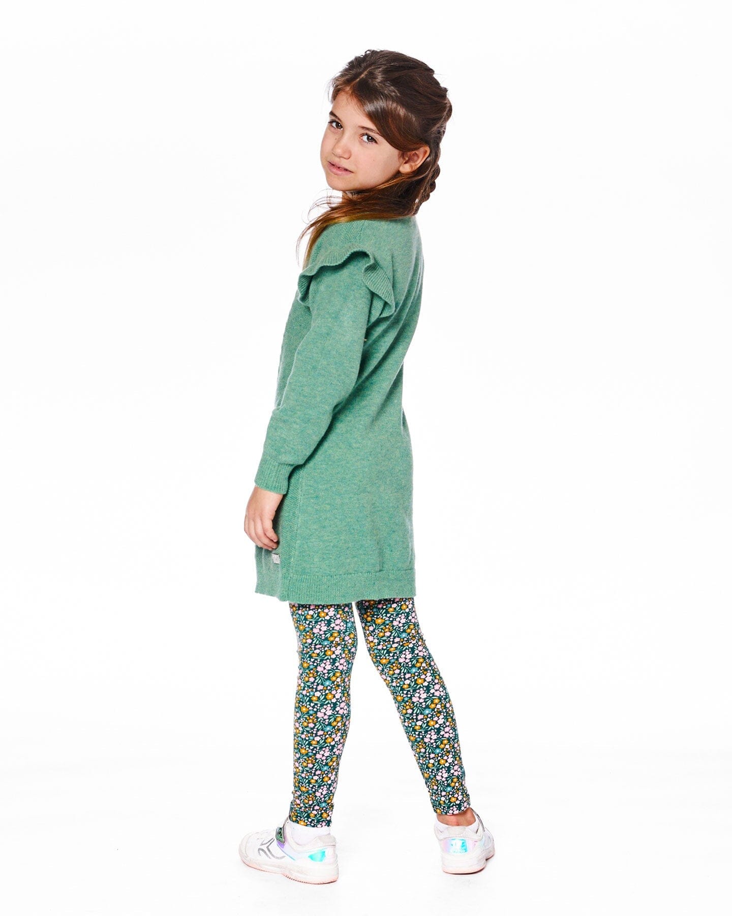 Leggings Green With Flower Print - Deux par Deux