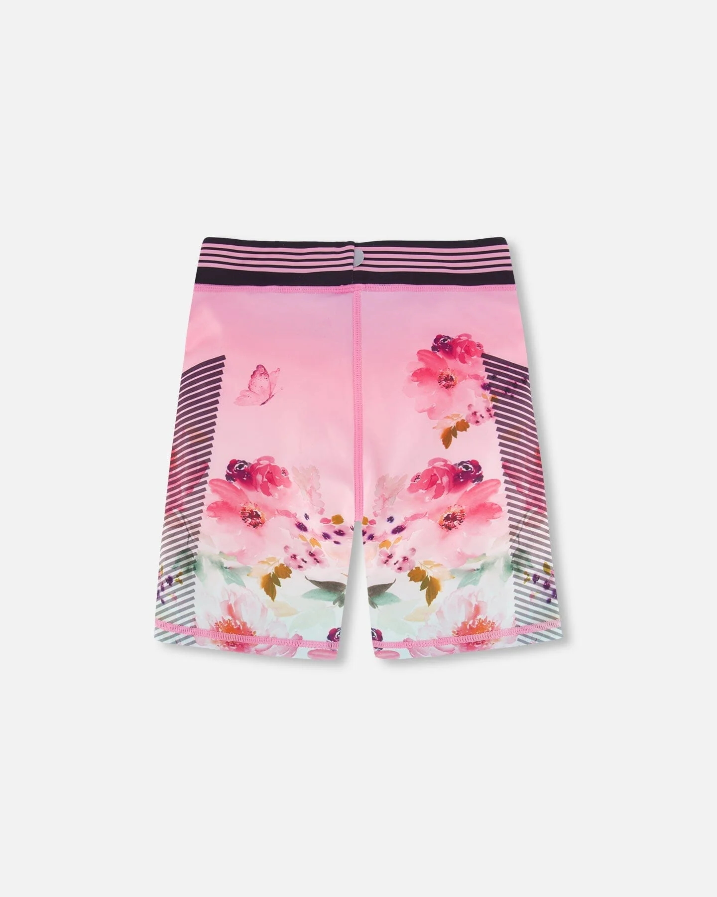 Athletic Biker Shorts Gradient Pink Printed Big Flowers - Deux par Deux