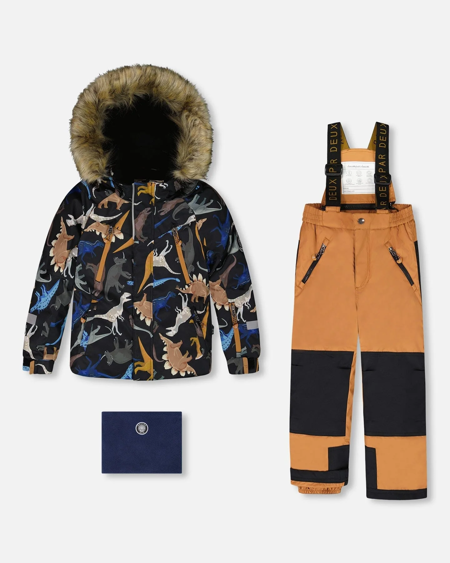 Two-Piece Play Snowsuit With Printed Dinosaurs Jacket Brown - Deux par Deux