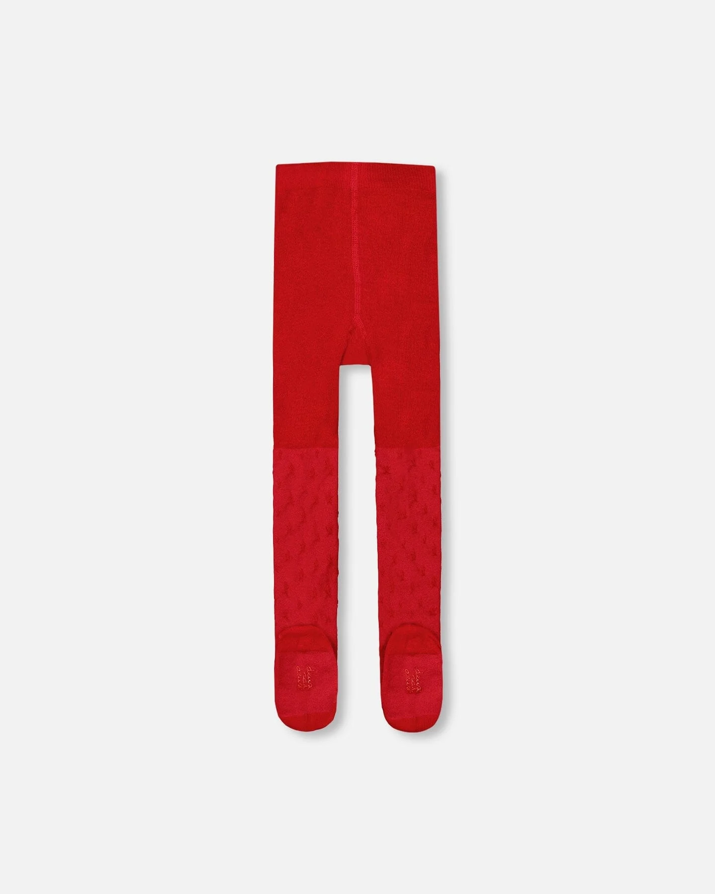 Knit Tights Red With Tone-On-Tone Star Pattern - Deux par Deux