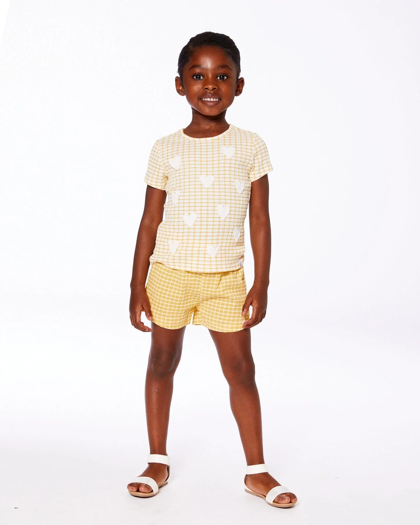 Crinkle Top With Applique Pale Yellow And White - Deux par Deux