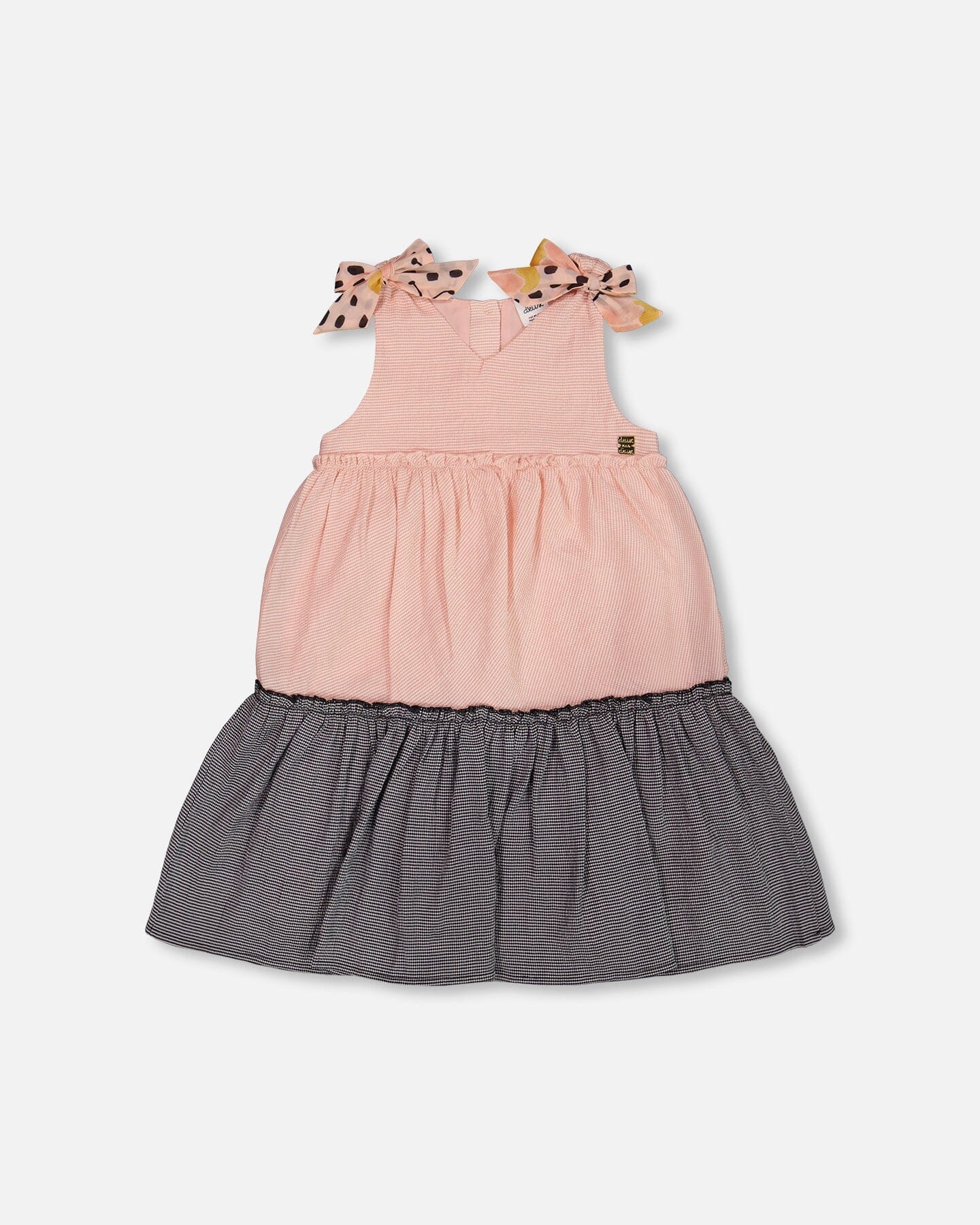 Tiered Dress With Bows Pink And Black - Deux par Deux