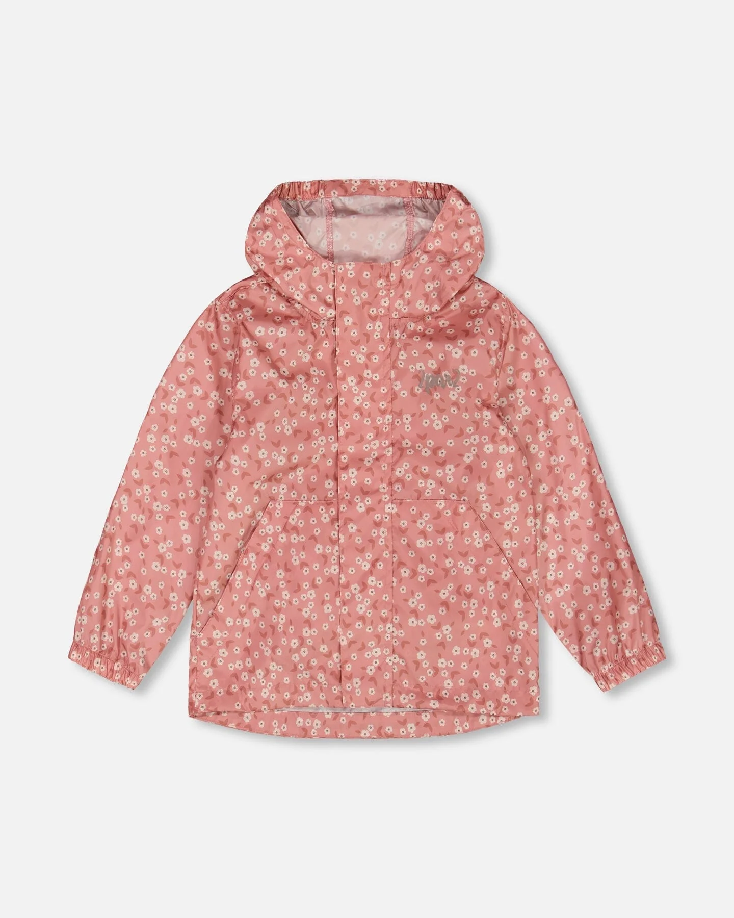 Printed Packable Windbreaker Small White Flowers On Pale Pink - Deux par Deux