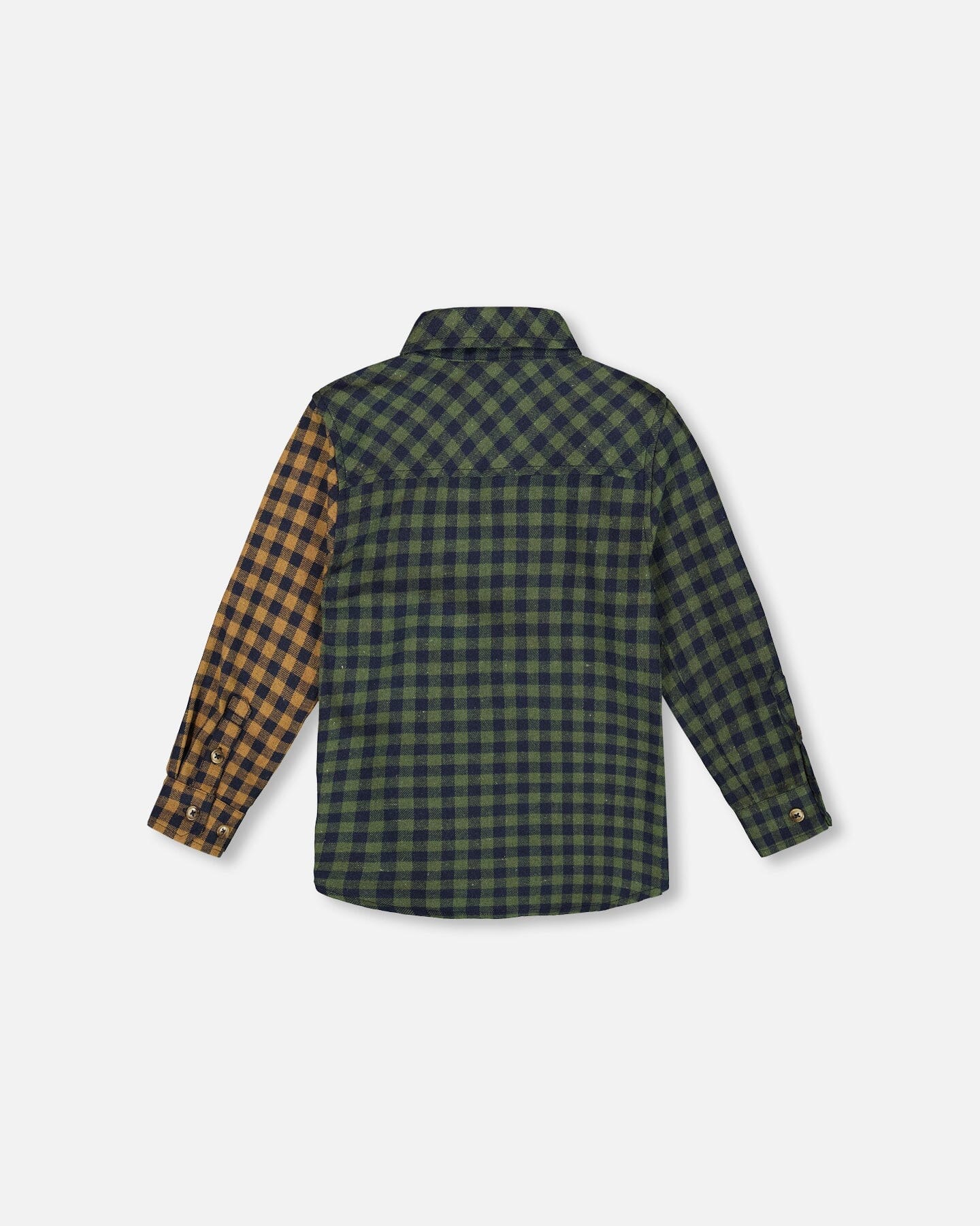 Long Sleeve Flannel Shirt Yellow And Green Plaid - Deux par Deux