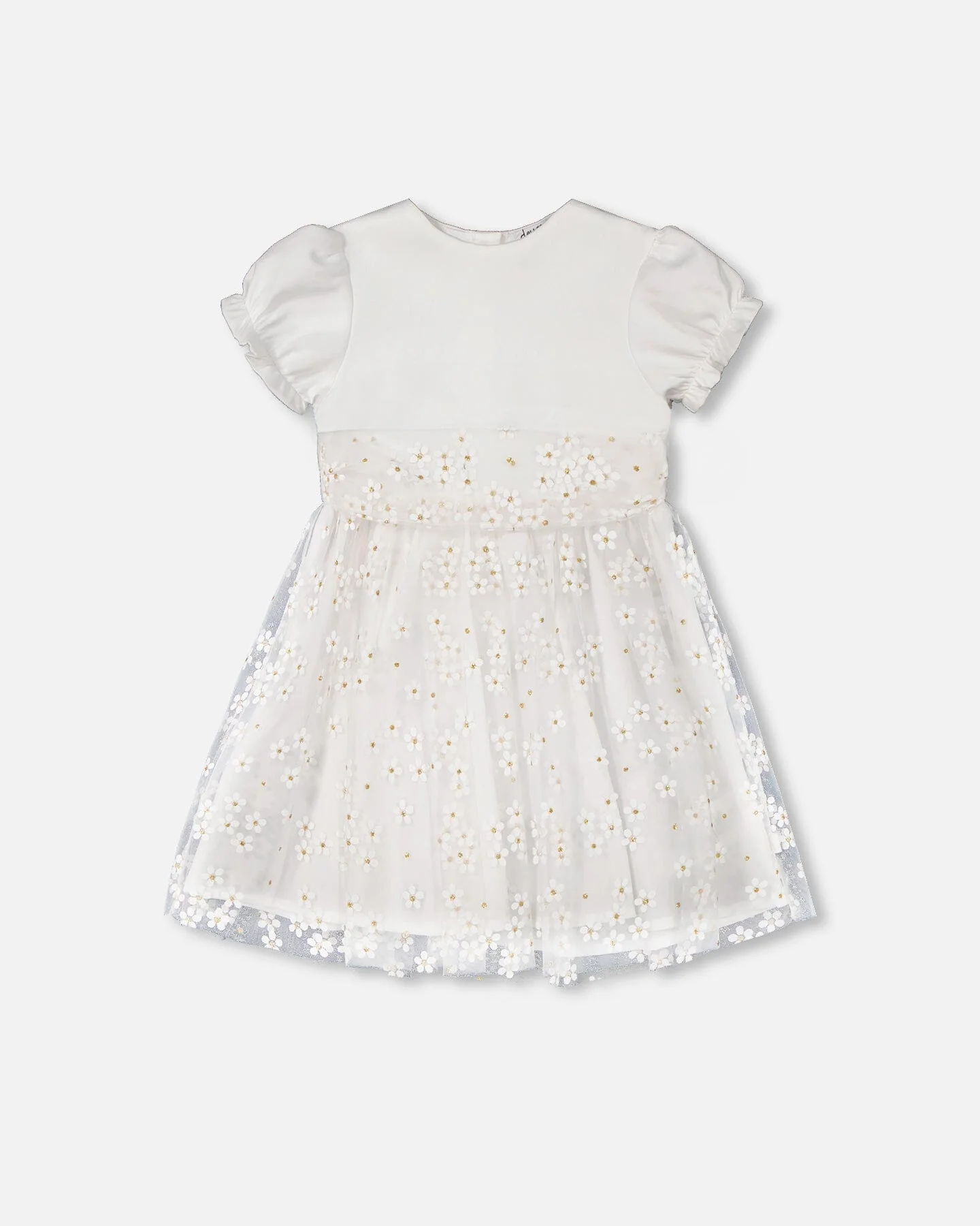 Puff Sleeve Dress White - Deux par Deux