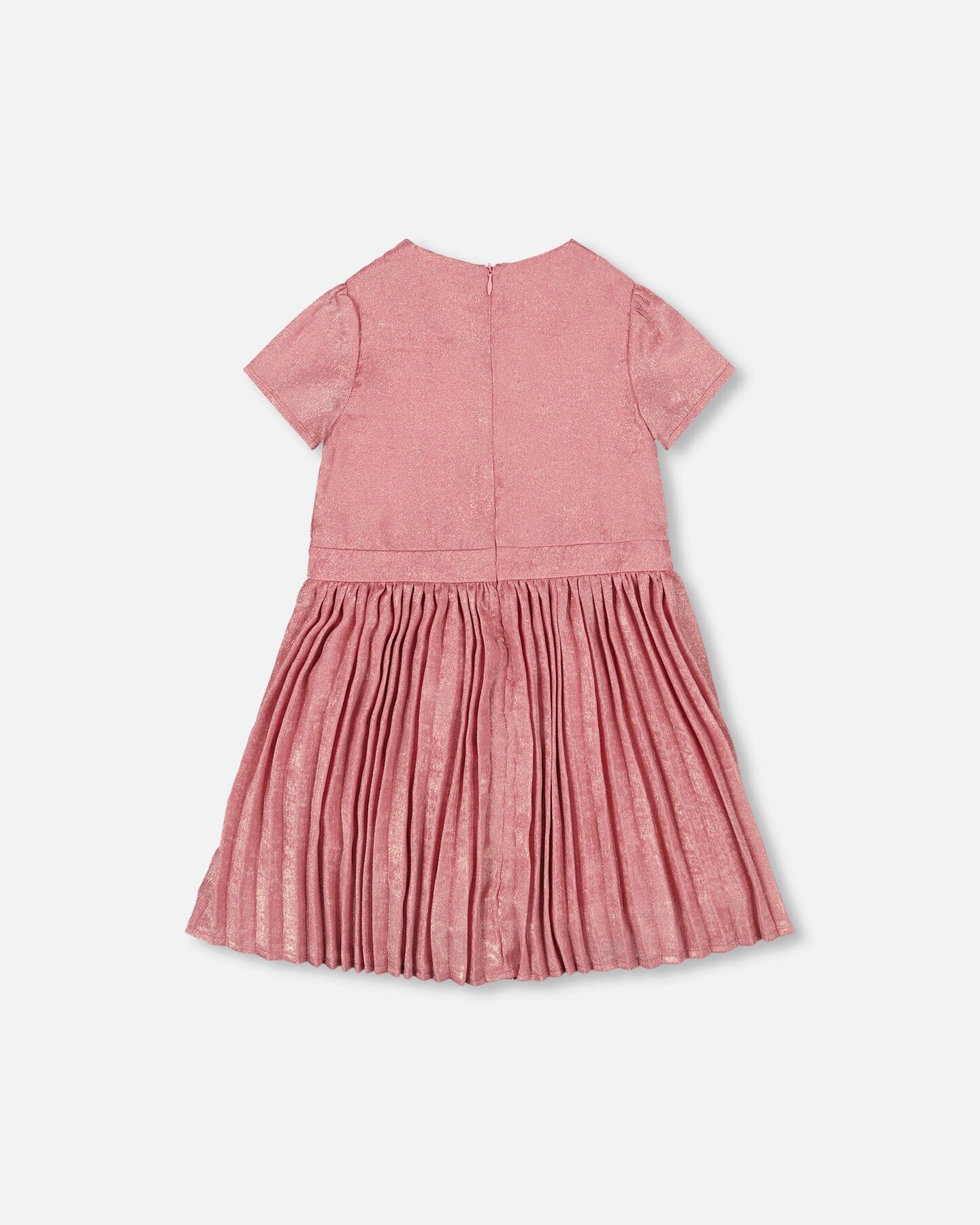 Short Sleeve Dress With Pleated Skirt Dusty Pink - Deux par Deux
