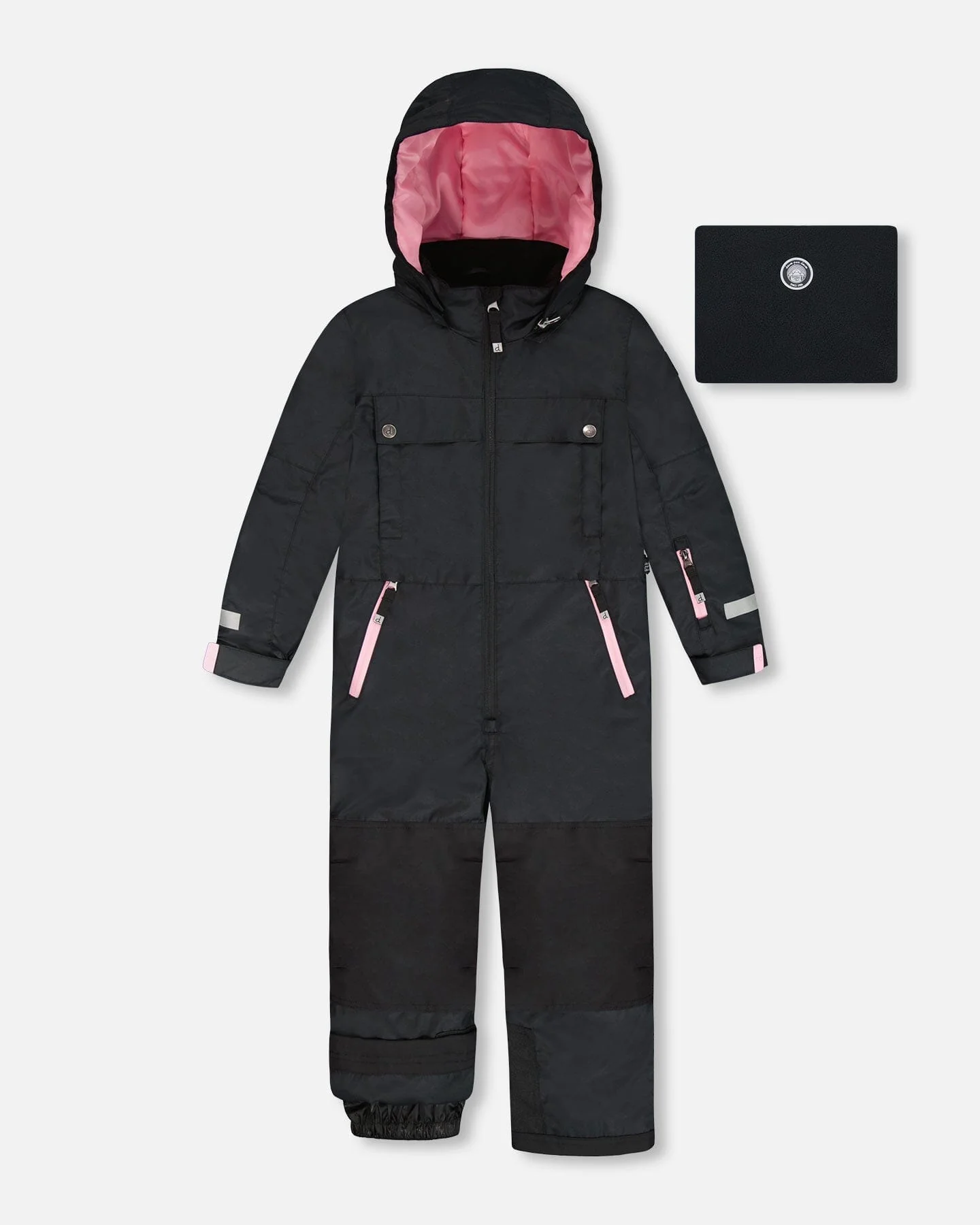 One-Piece Teknik Snowsuit Black With Pink - Deux par Deux