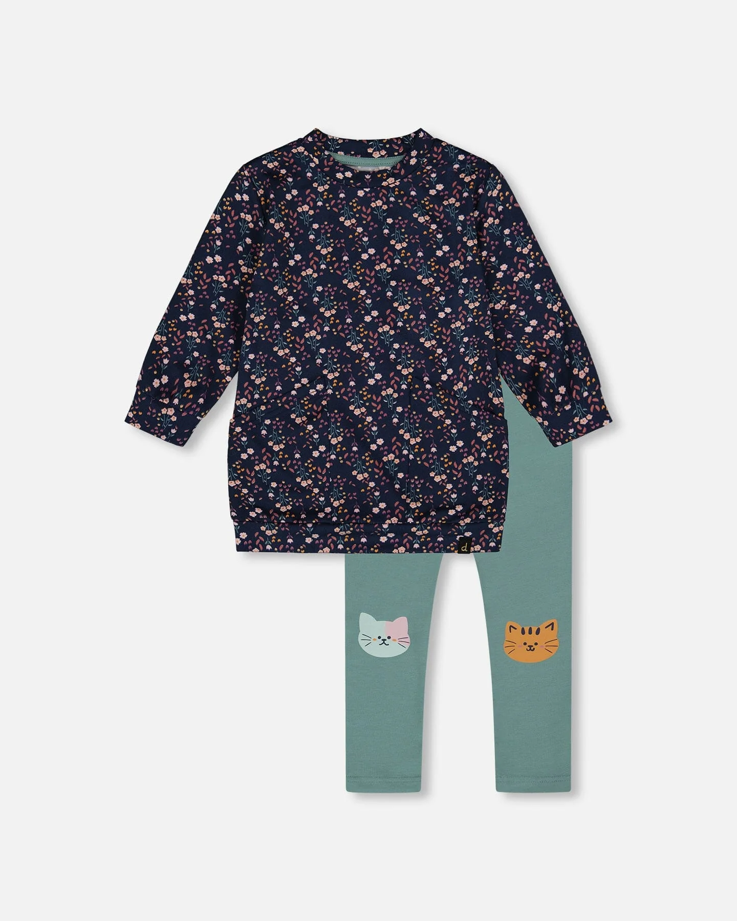 Tunic And Leggings Set Navy Floral - Deux par Deux