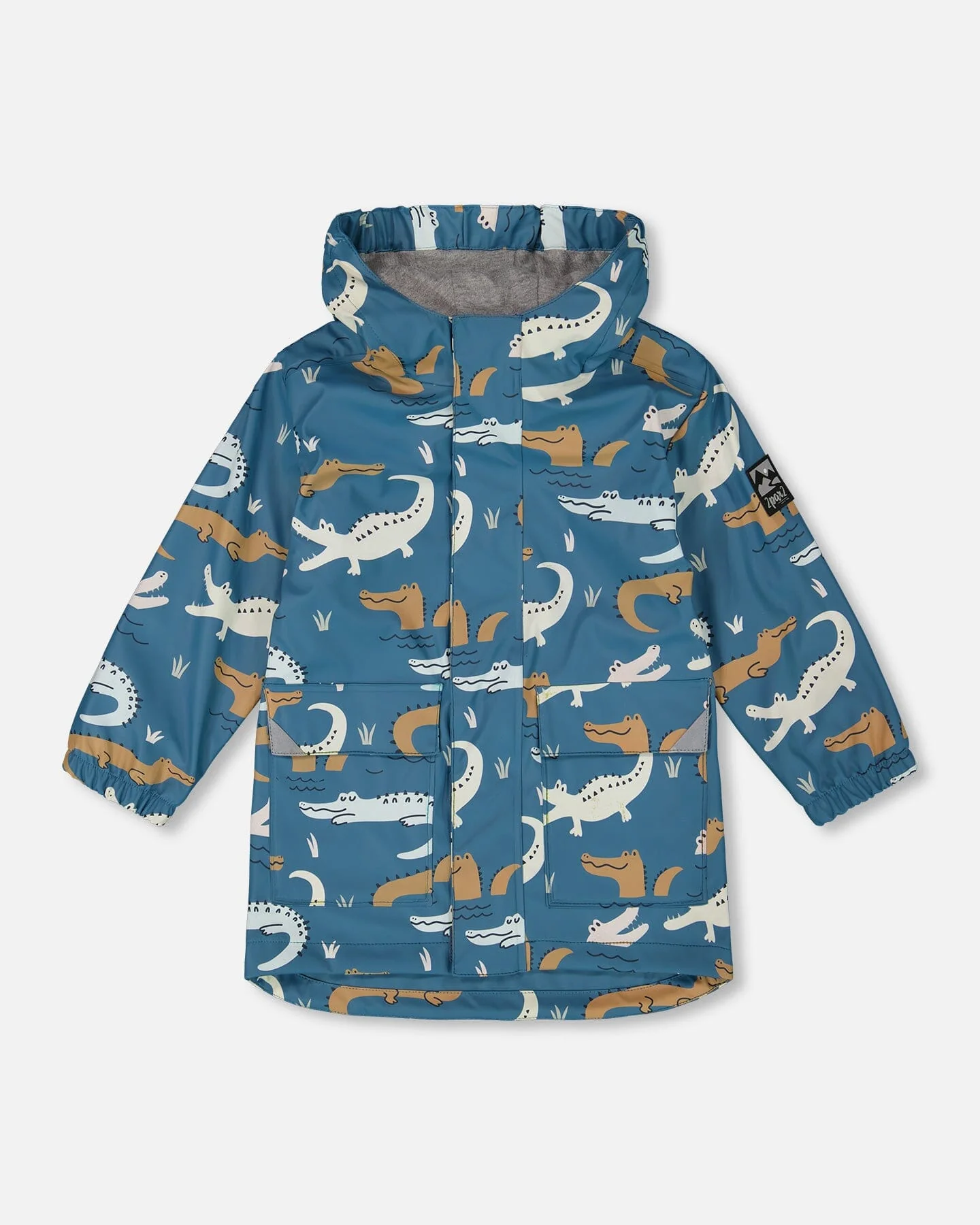 Blue Raincoat With Crocodiles That Change Color Upon Contact With Water - Deux par Deux