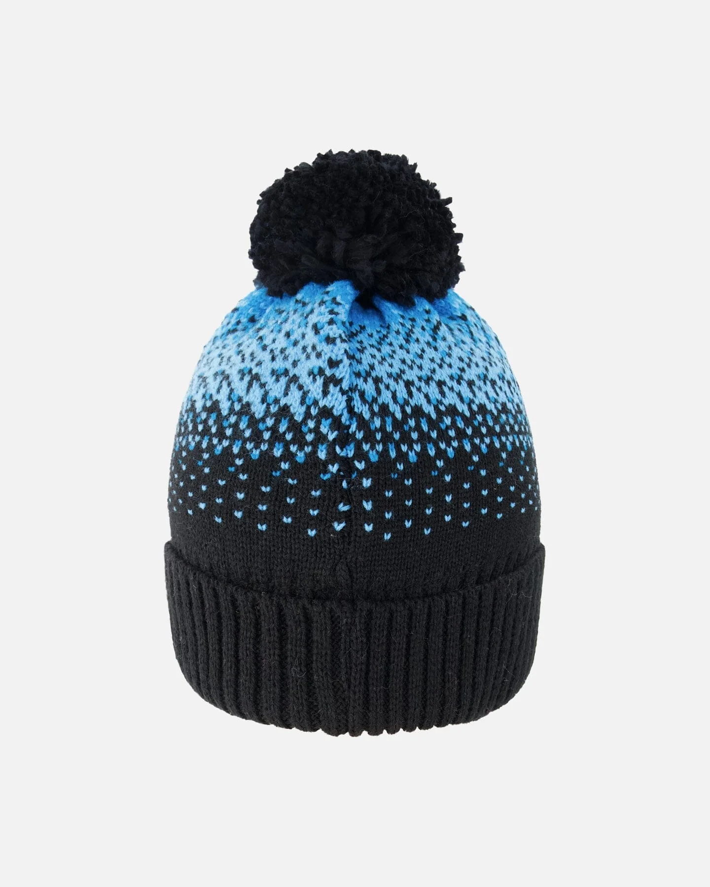Winter Knit Pompom Hat With Lining Black And Blue - Deux par Deux
