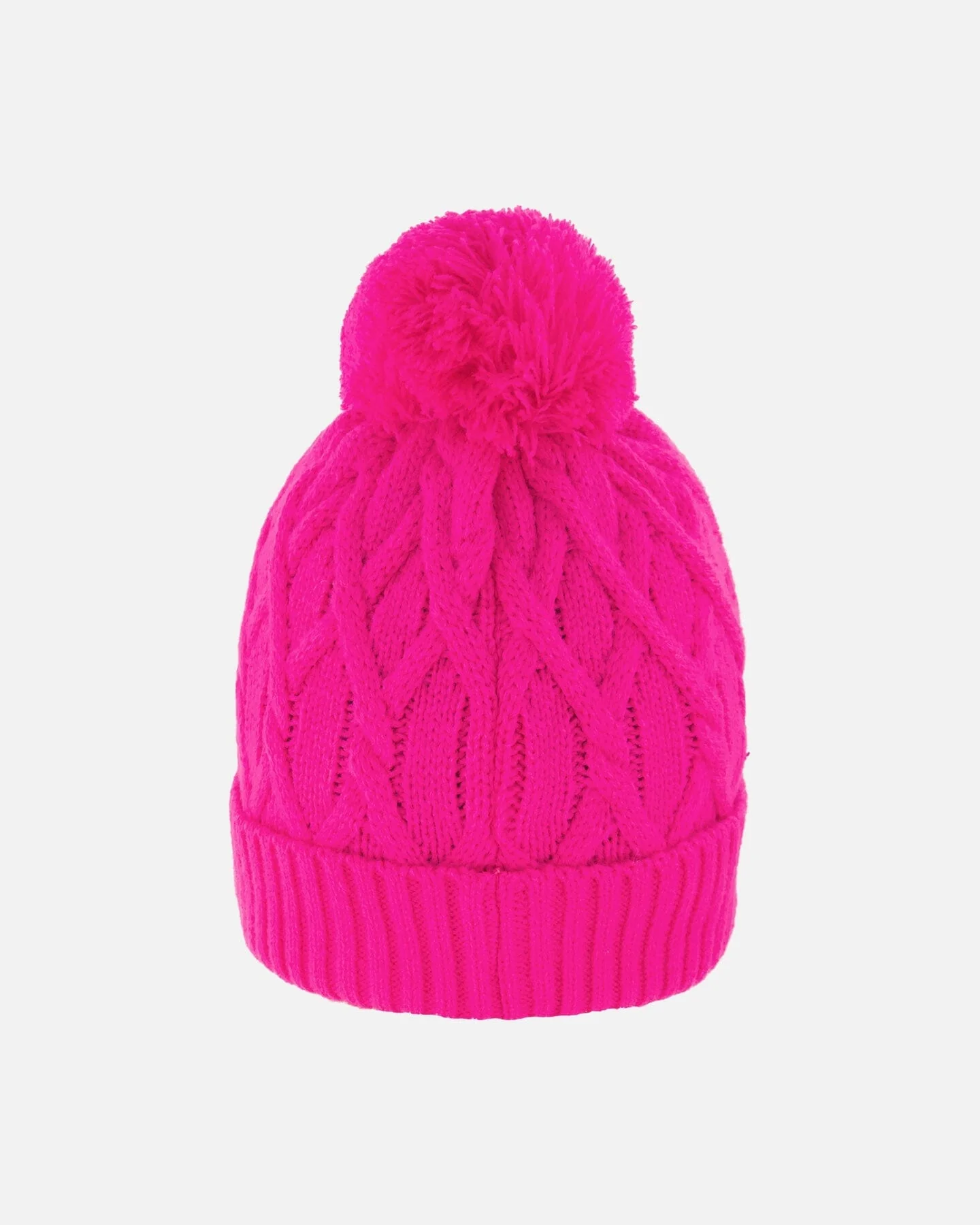 Lined Knit Pompom Hat Fuchsia - Deux par Deux