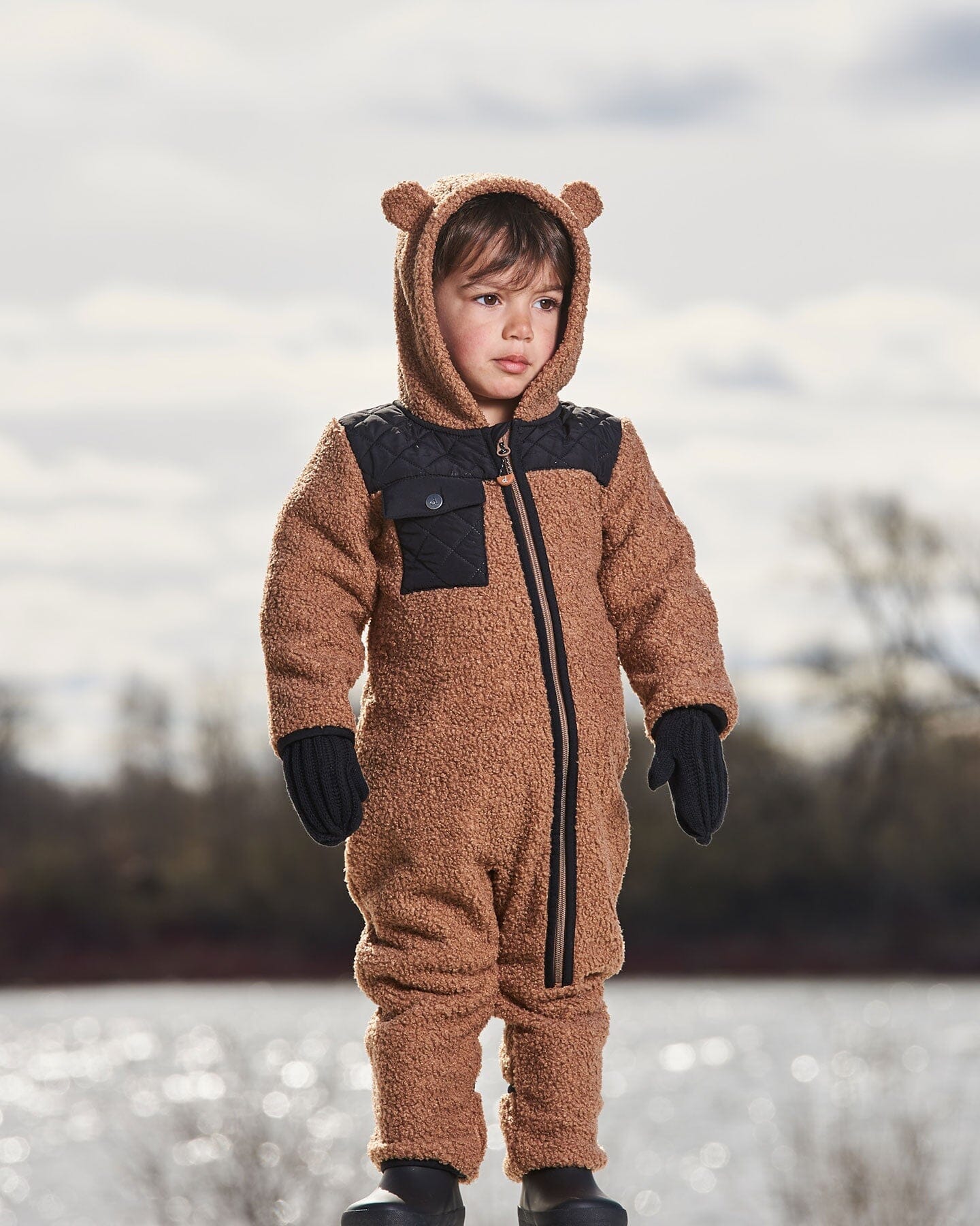Baby One-Piece Sherpa Mid-Season Outerwear Tan And Black - Deux par Deux
