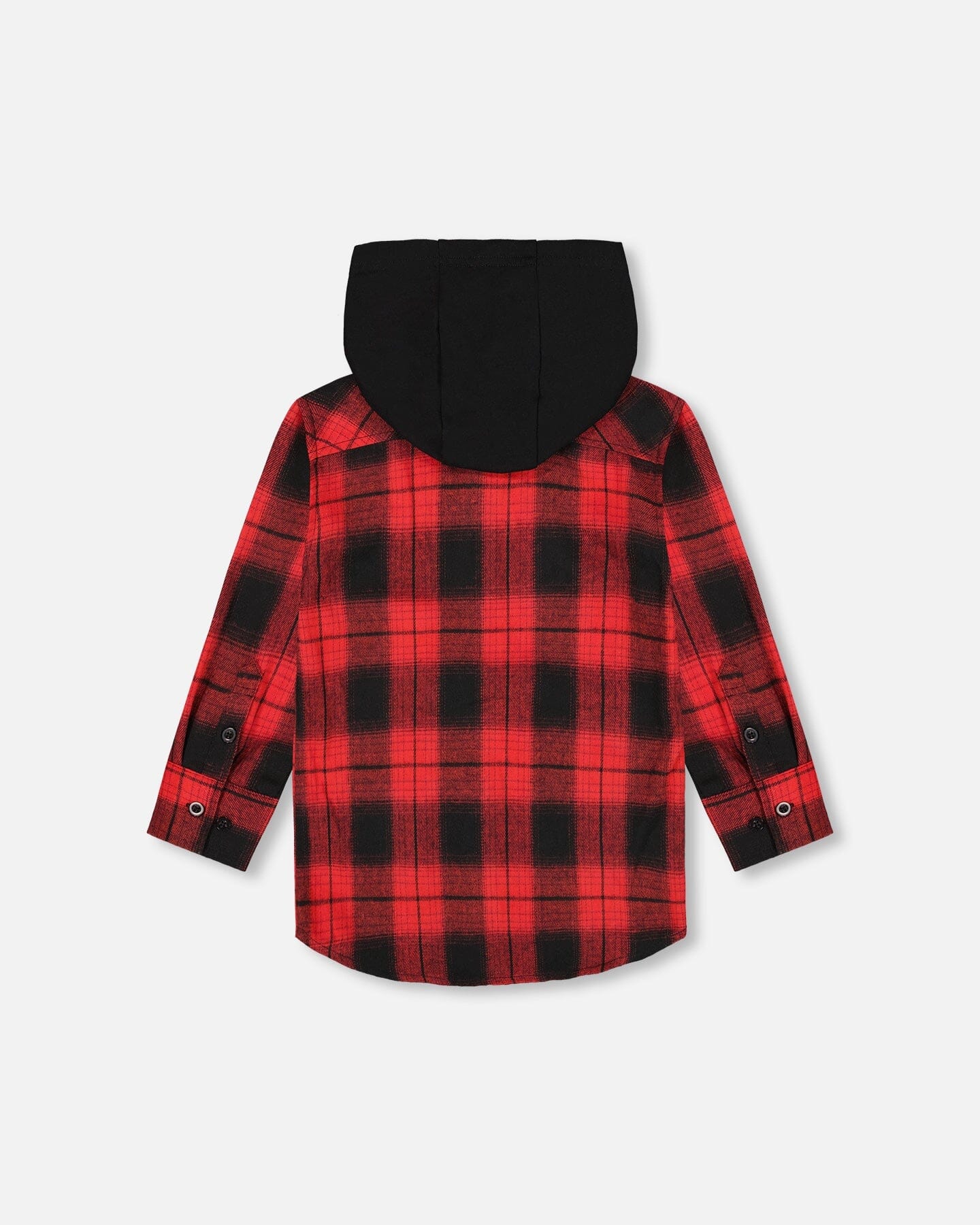 Plaid Flannel Shirt With Hoodie Red And Black - Deux par Deux