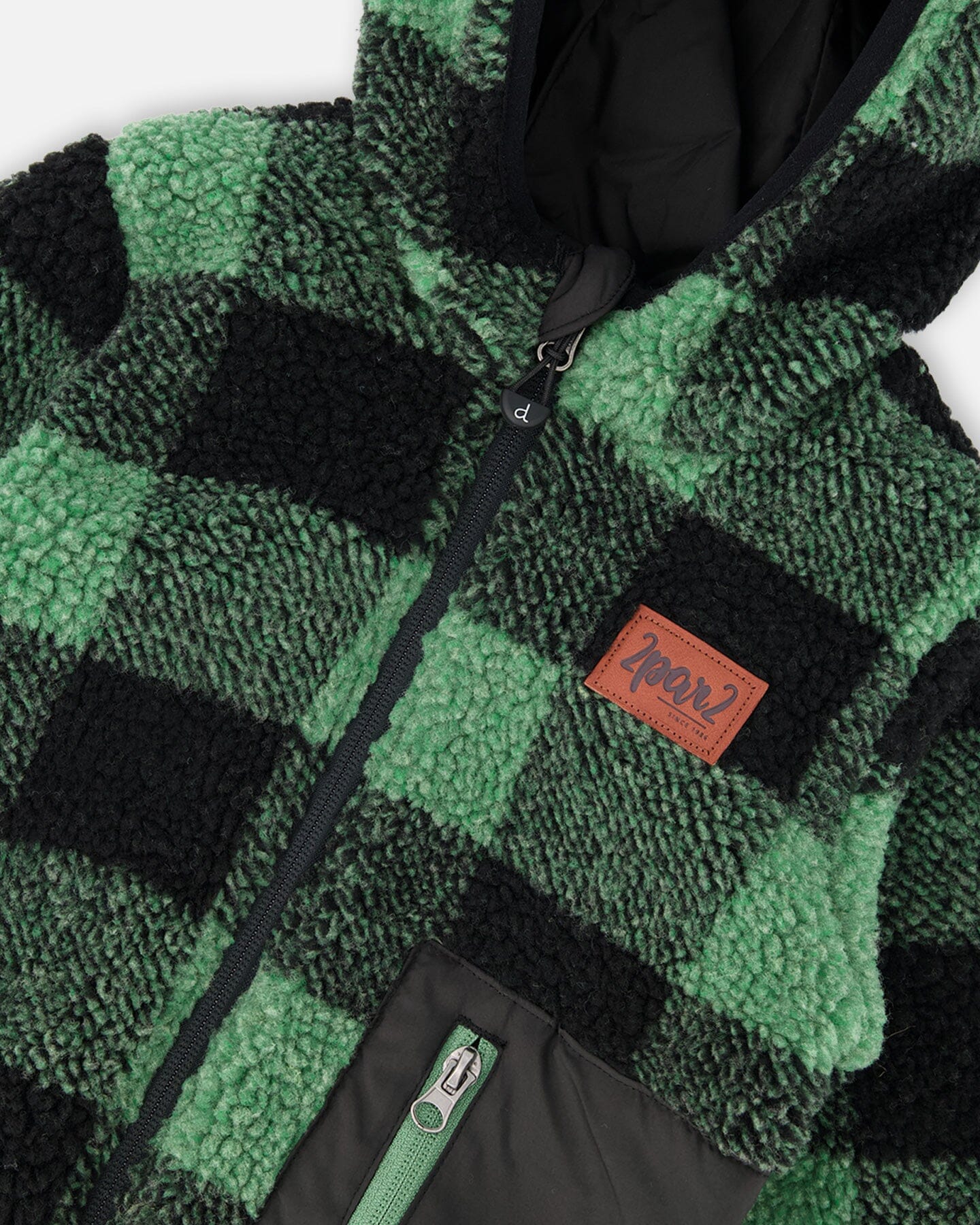 Reversible Mid-Season Sherpa Jacket Teal Plaid - Deux par Deux