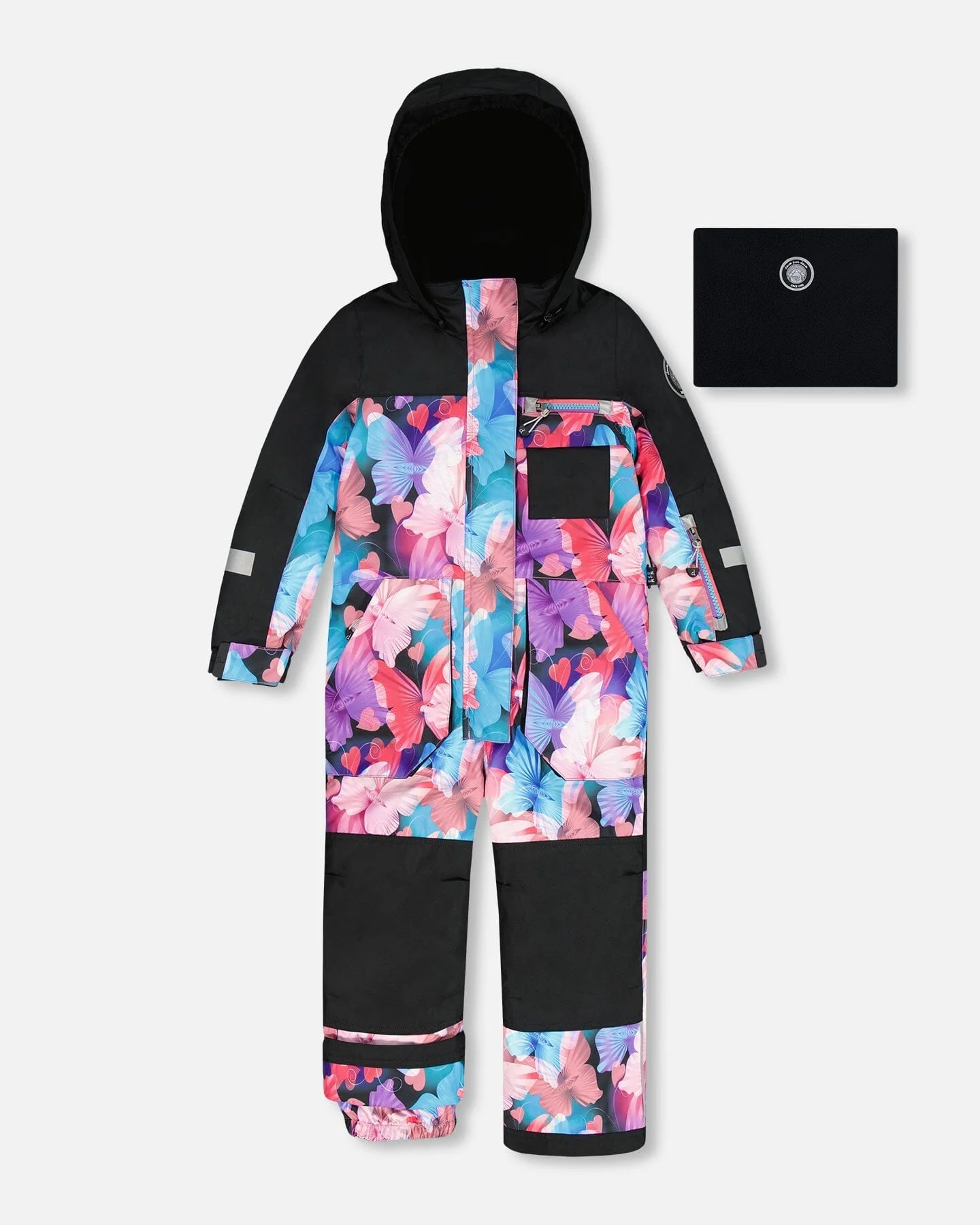 One-Piece Play Snowsuit Black Butterfly Print - Deux par Deux