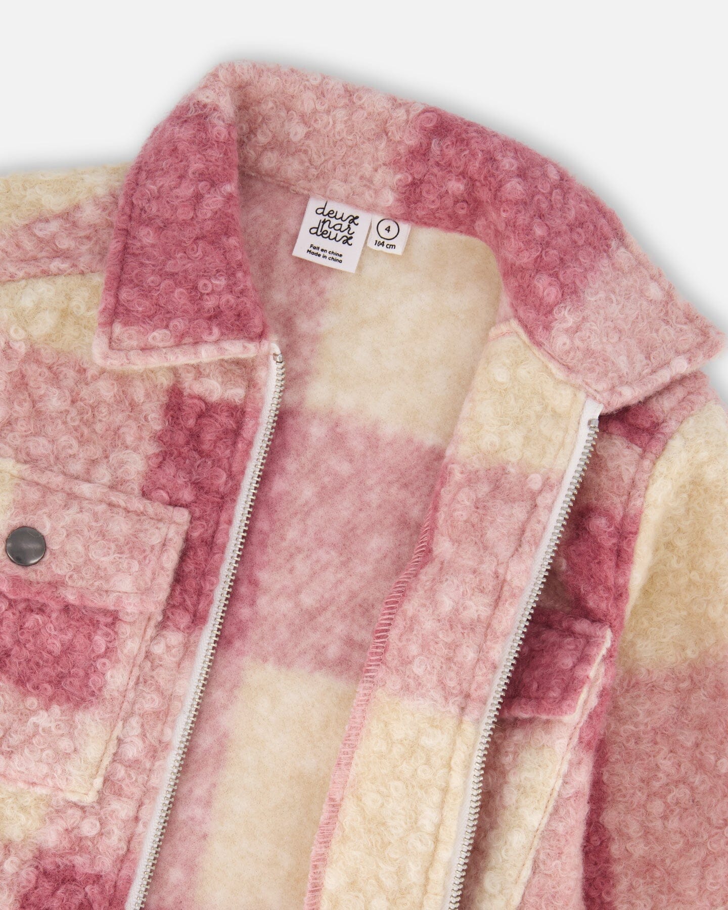 Zipped Plaid Overshirt Off-White And Pink - Deux par Deux