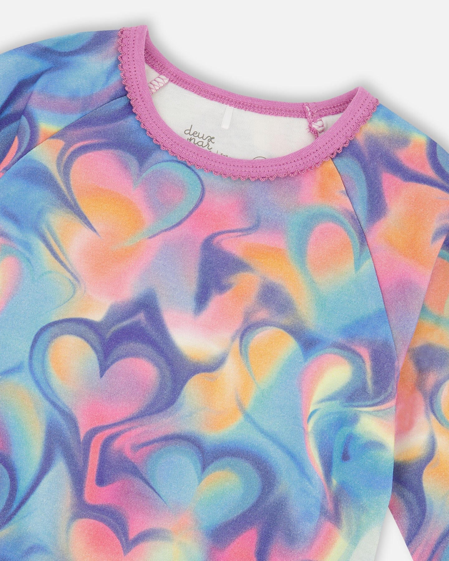 Organic Cotton Two-Piece Pajamas Rainbow Heart Print - Deux par Deux