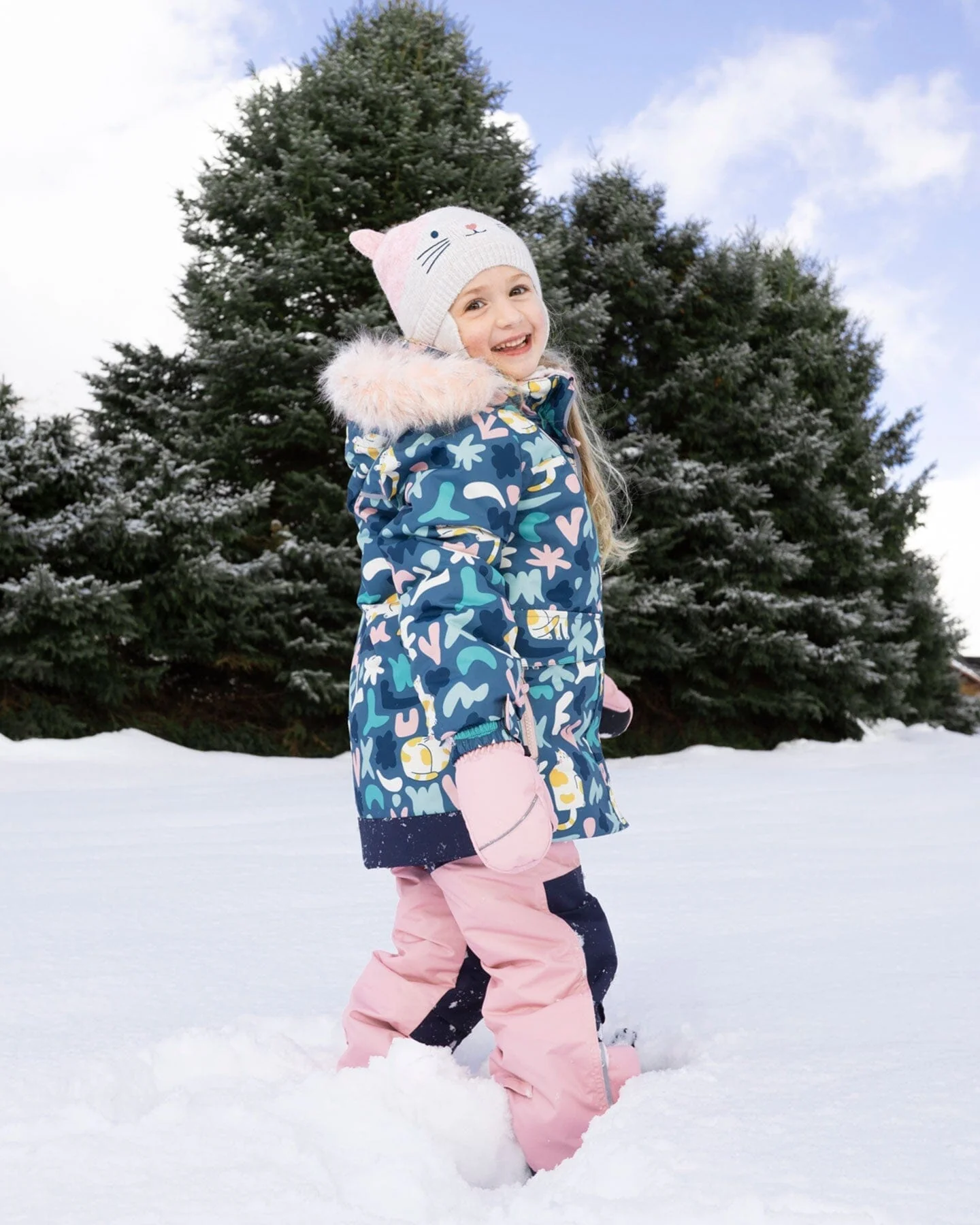 Two-Piece Discover Snowsuit With Printed Jacket Dusty Pink - Deux par Deux