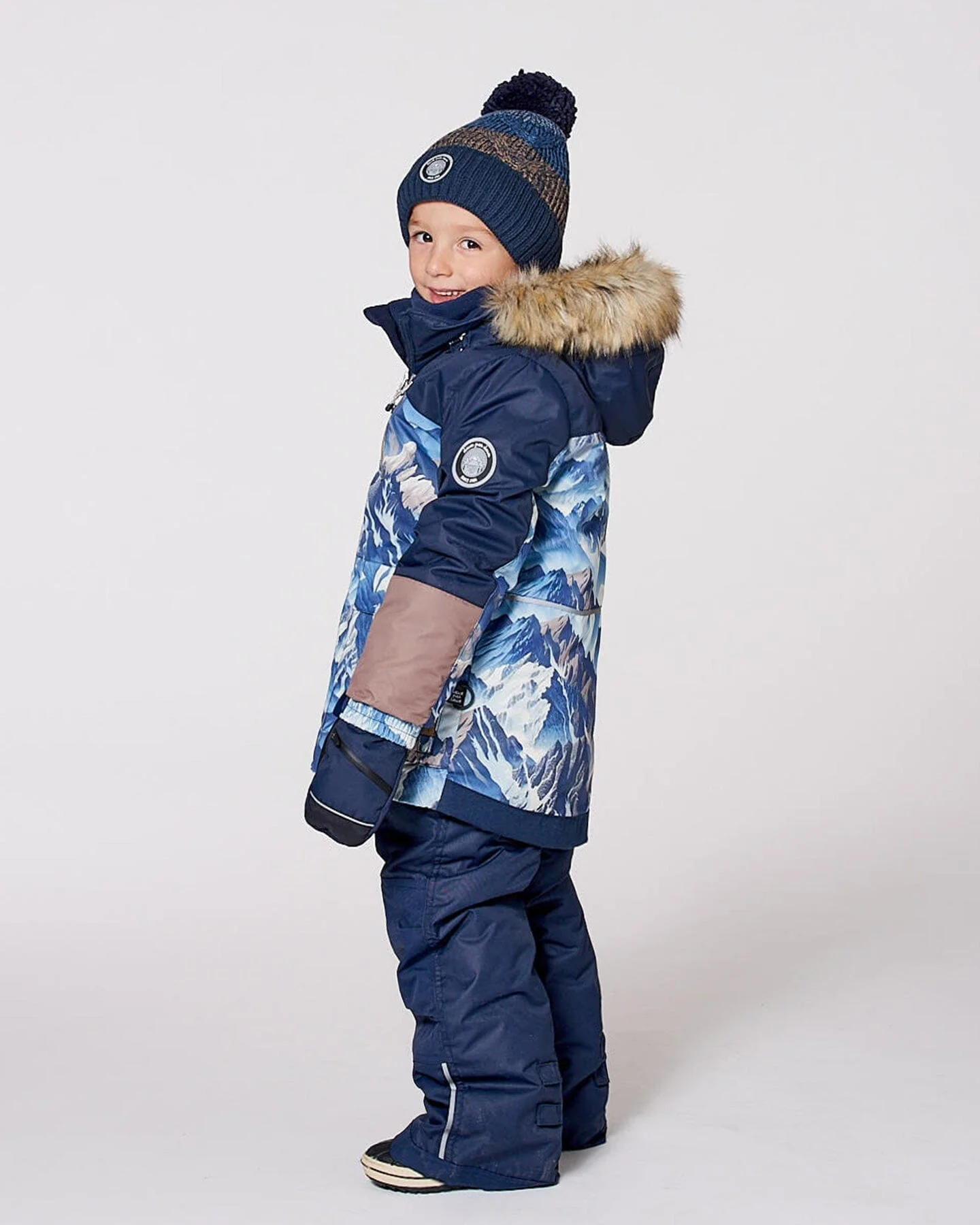Two-Piece Play Snowsuit With Printed Colorblocked Jacket Navy Blue - Deux par Deux