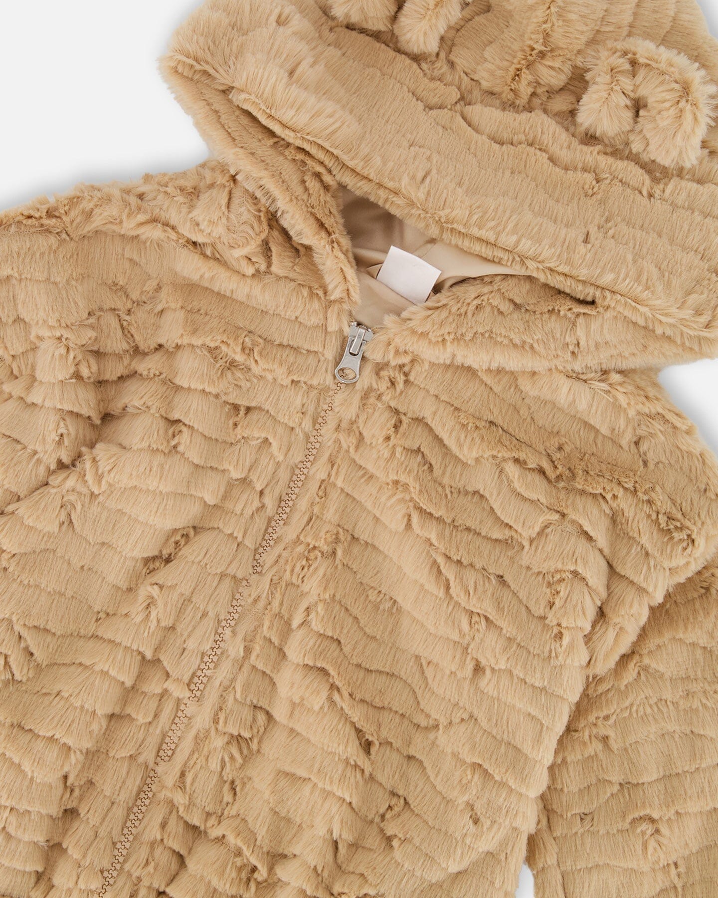 Faux Fur Hooded Jacket Nougat - Deux par Deux