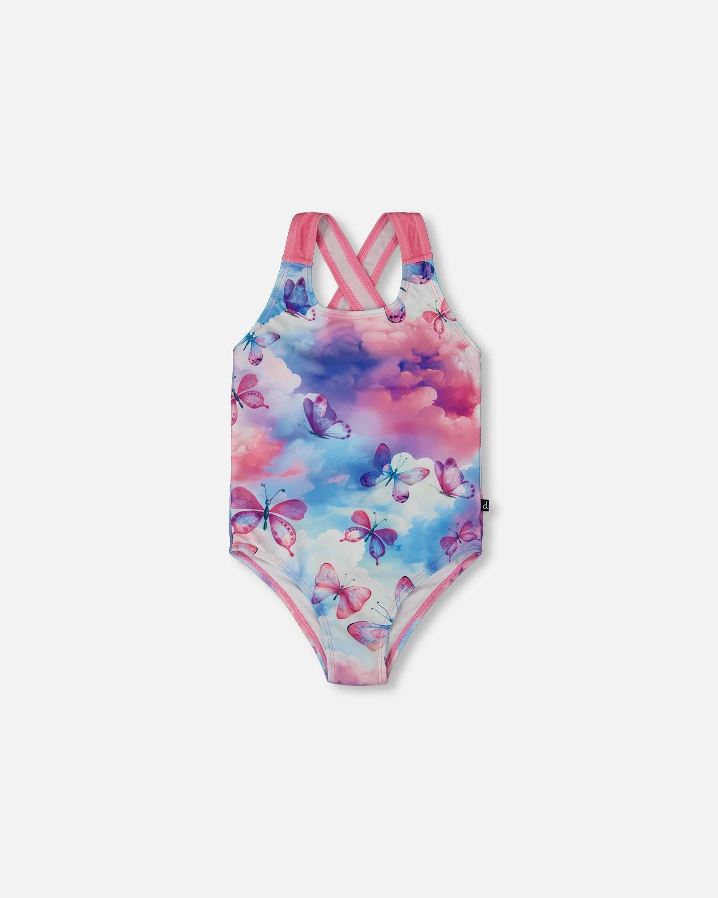 Printed One-Piece Swimsuit Butterflies On Multicolored Background - Deux par Deux