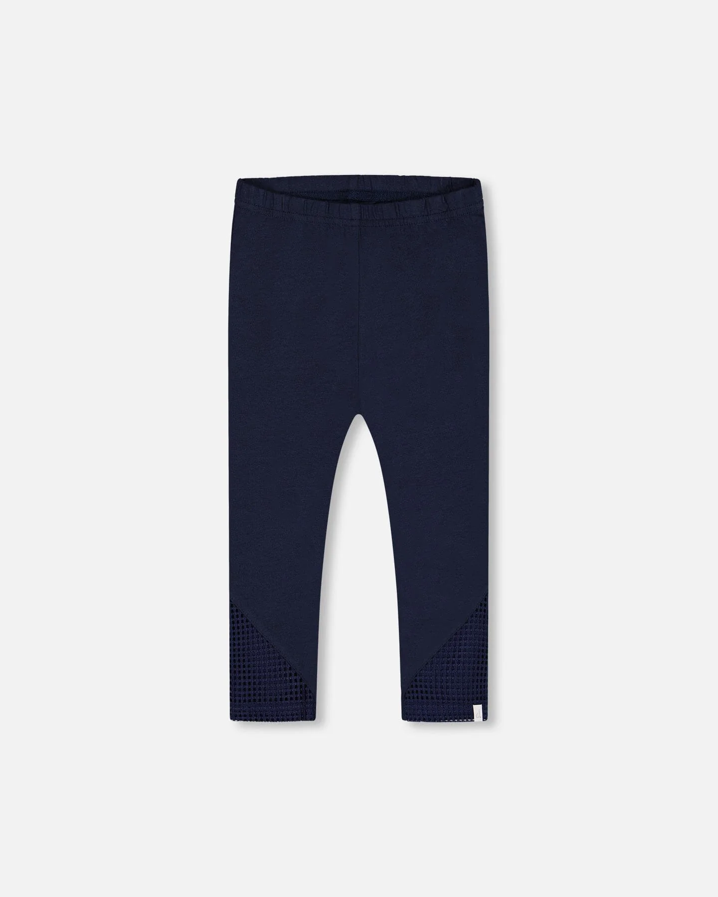Organic Cotton Capri Leggings With Mesh Navy Blue - Deux par Deux