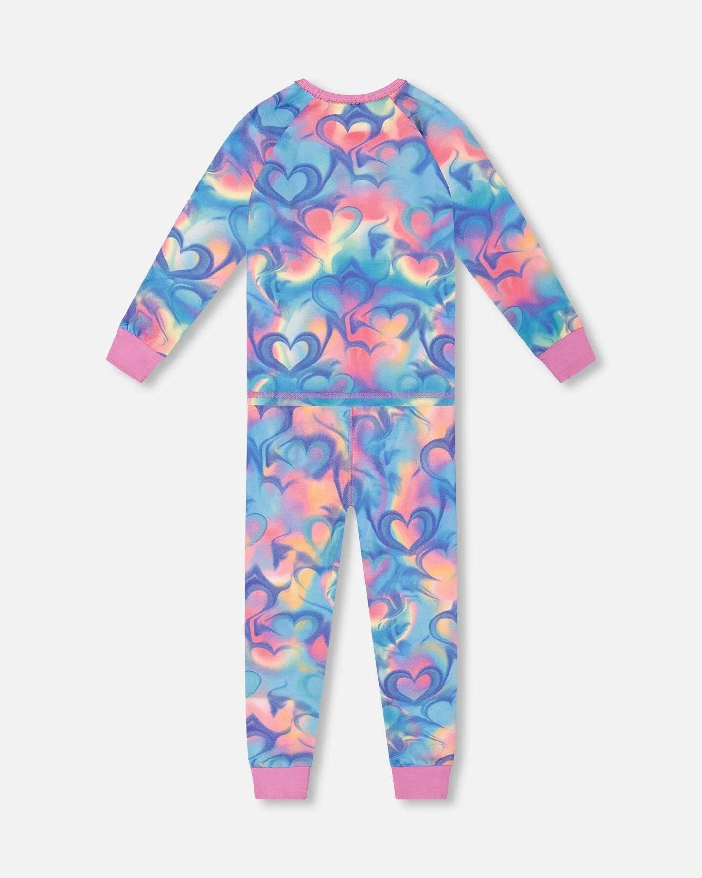 Organic Cotton Two-Piece Pajamas Rainbow Heart Print - Deux par Deux